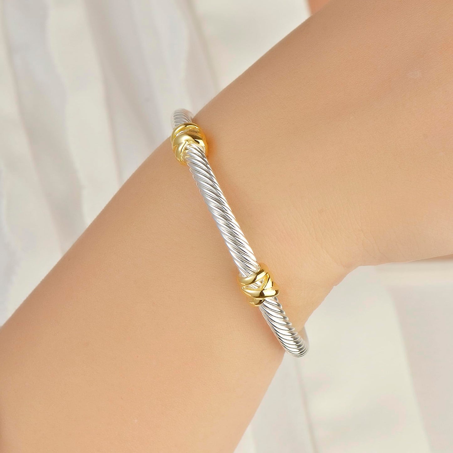 UNY Jewelry Bracelet Triple Criss Cross X Shape Infinity Classic Twisted Cable Bangle Designer Inspired Women Jewelry Christmas Gifts (Double Station)