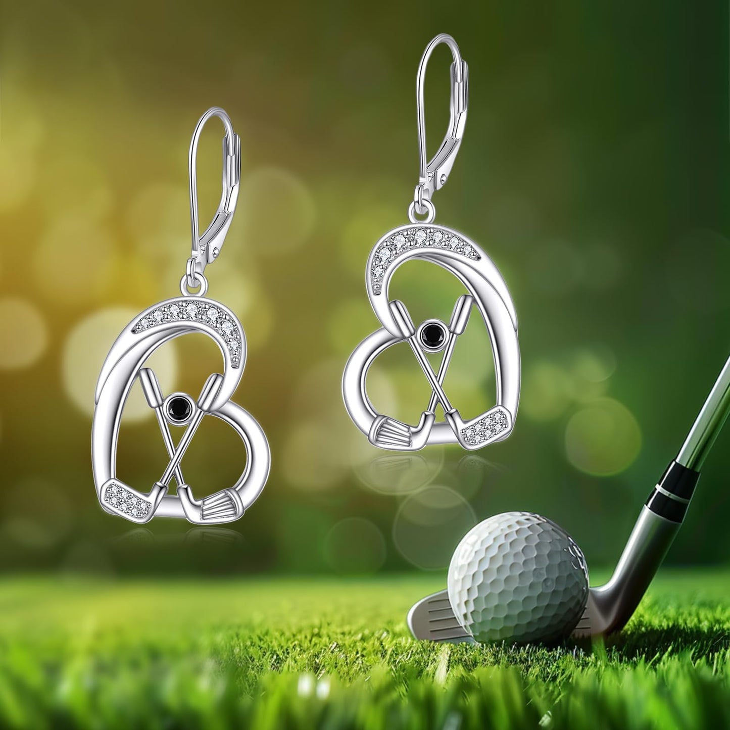 Golf Earrings for Women 925 Sterling Silver Golf Leverback Dangle Earrings Sports Jewelry Gifts