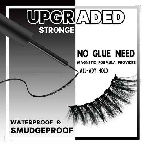 AulanRose Magnetic Eyelashes with Eyeliner/Luxurious Volume Cat Eye Magnetic Lashes Natural Looking/Cruelty-Free & Vegan Faux Mink Lashes /60 Wears