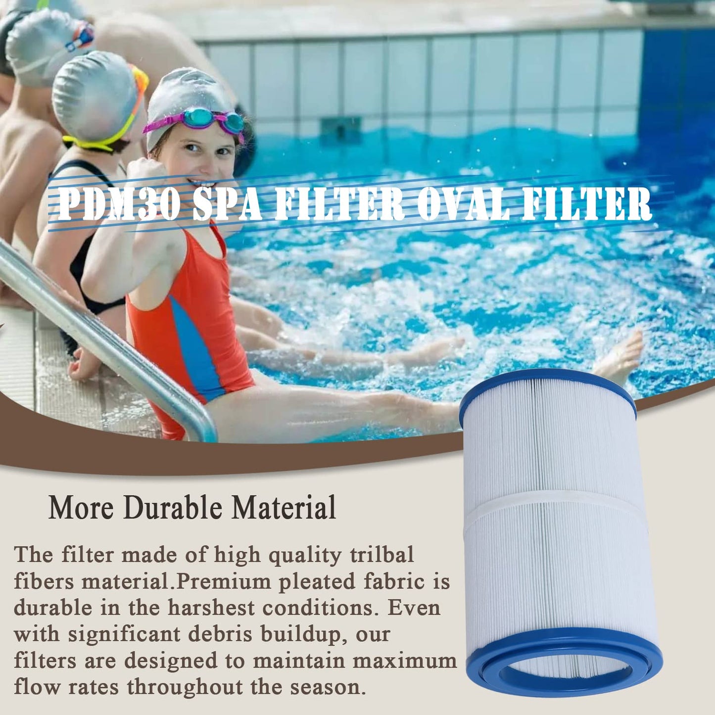Ketofa ๐จ๐ฝ๐ด๐ฟ๐ฎ๐ฑ๐ฒ PDM30 Spa Filter, ๐ฃ๐๐ ๐ฏ๐ฌ Replacement Cartridge Oval Filter Compatible with Pleatco PDM30 Dream Maker Filbur FC9940 Hot Tubs Other 461269, 30 sq.ft - 2 Packs