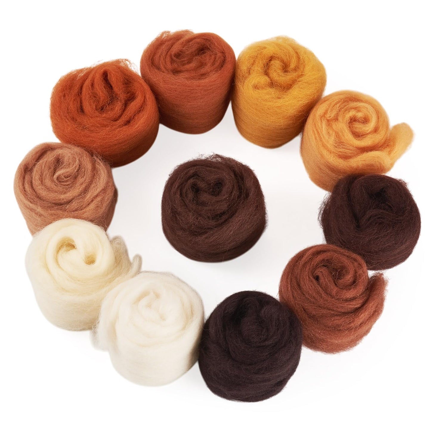 FASHEWELRY 1.94 OZ Fibre Wool Yarn Roving Brown Theme Nature Needle Felting Wool Roving Handmade Spinning Felt Kit for Felted Animal Needle Felting Supplies