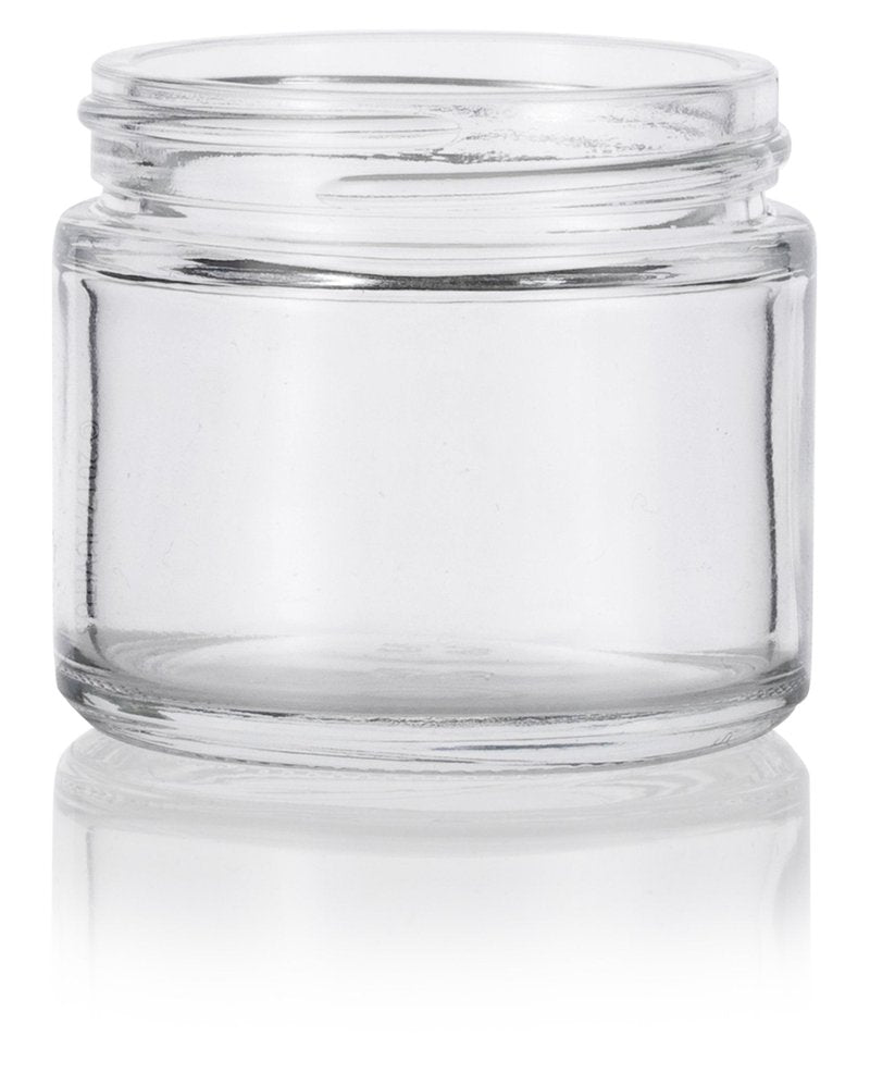 2 oz Clear Glass Jar with White Smooth Lined Lids (12 Pack)