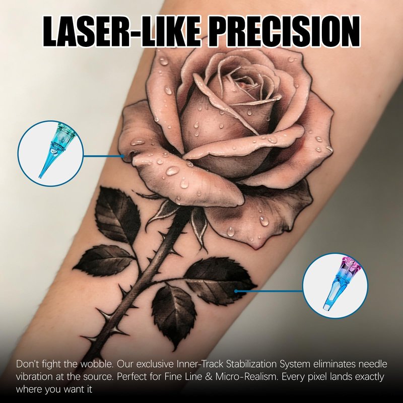 Wjx Ultimate Tattoo Needles Cartridges 20Pcs Precision Round Magnum 1015RM for Large Ink Fast Color Packing