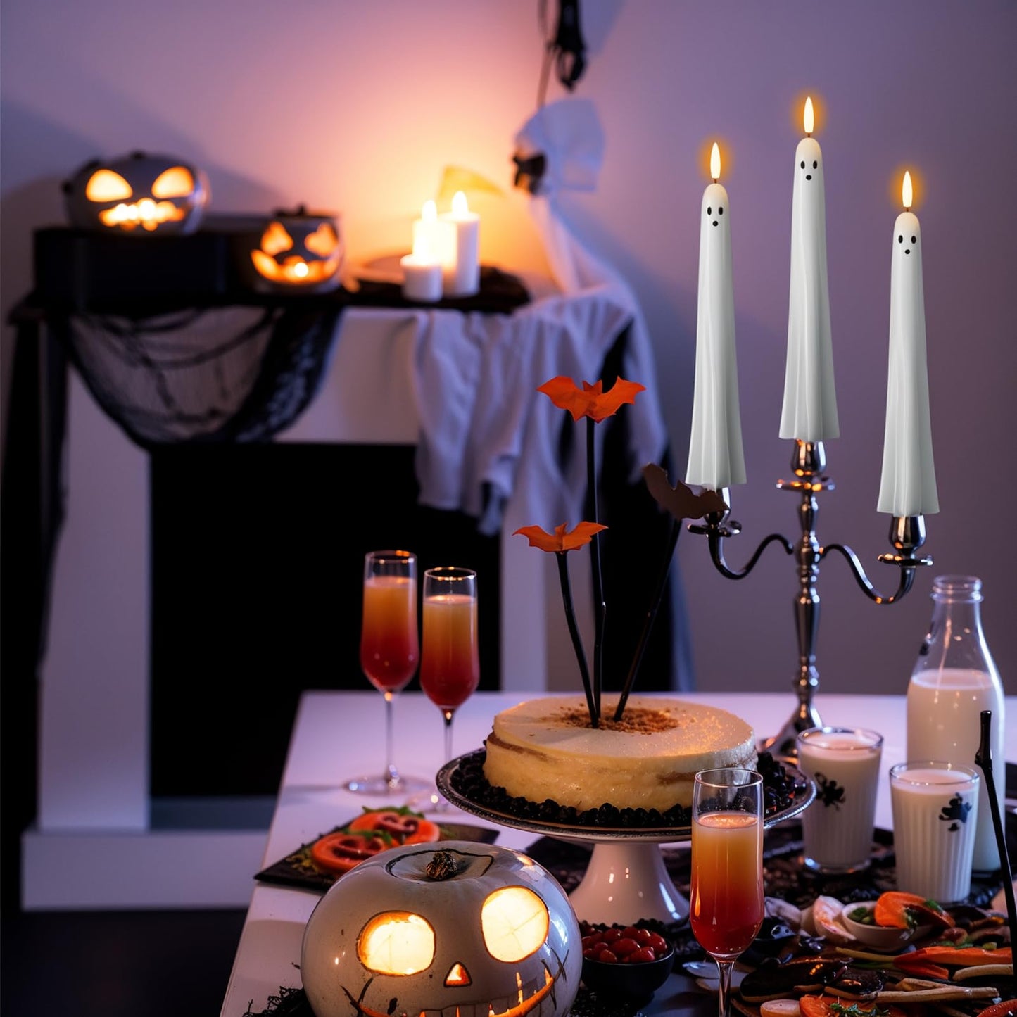 DRomance Flickering Flameless Taper Candles with Remote and Timer, 2 Pack Battery Operated LED Taper Candles 3D Wick Plastic Dripping Effect Dinner Wedding Holiday Decor(White, 0.78" D x 9.65"" H)"