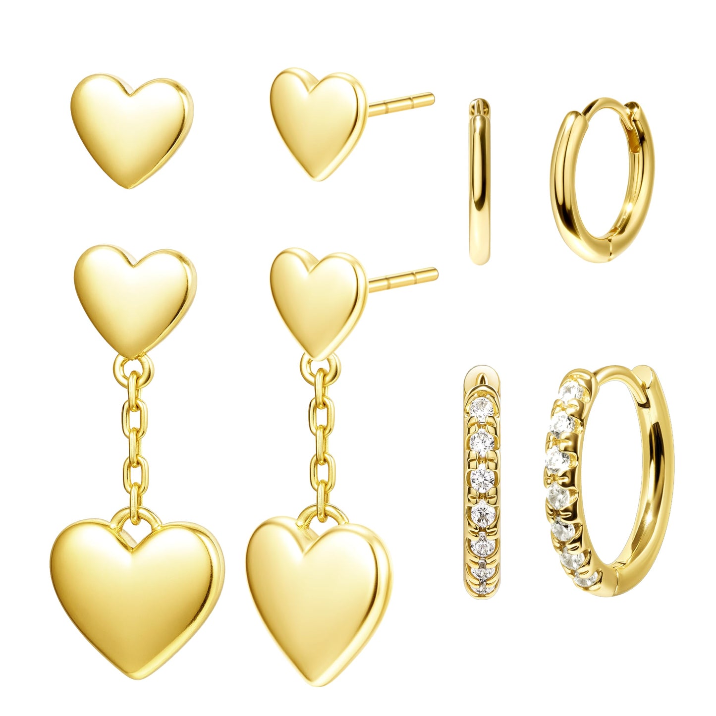 Best Valentine Gifts Heart Earring Sets for Women, Gold Heart Dangle Stud Hoop Earring Set for Multiple Piercing, Valentines Day Earrings, Valentine Jewelry Gifts for Wife Mom Girlfriend Friend