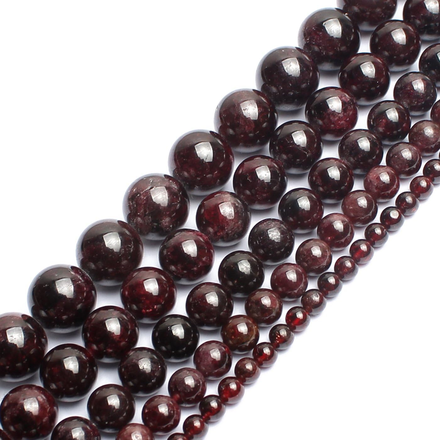 Yochus 45pcs Garnet Stone Beads,8mm Healing Power Natural Stone Round Loose Gemstone Beads for Jewelry Making Earring Necklace DIY Crafts