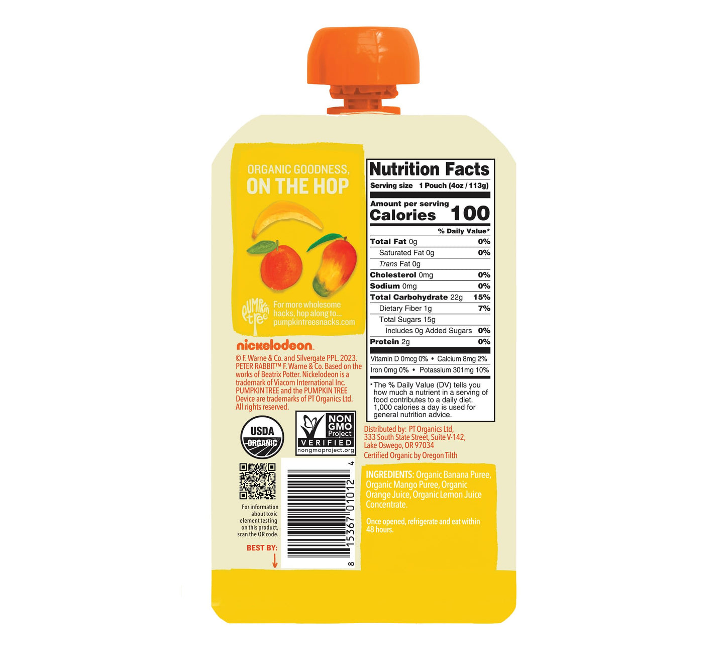 Pumpkin Tree Peter Rabbit Organics Mango, Banana and Orange Snacks, 4 Oz (Pack of 10)
