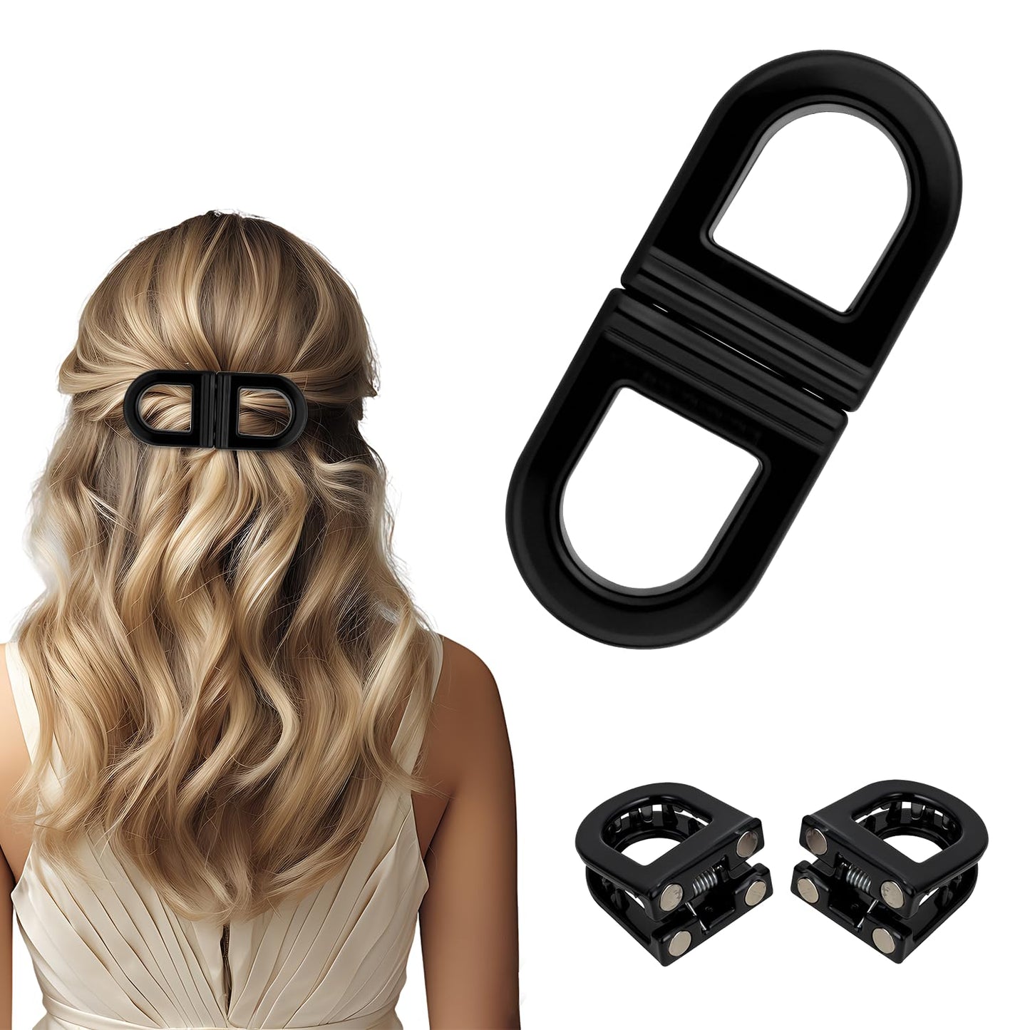 Magnetic Hair Clips, Strong Hold No-Slip Magnetic Hair Styling Clips, Clip No Crease Hair Types Strong Hold, Seamless 2-in-1 Design for Easy Everyday Hairstyles (New-Black)