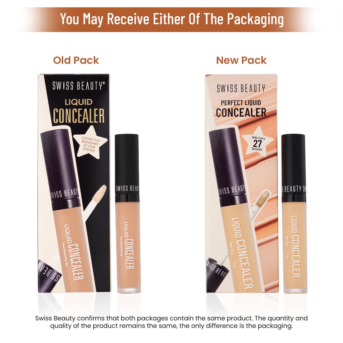 Swiss Beauty Liquid Light weight Concealer with Full Coverage |Easily Blendable Concealer for face makeup with Matte finish | Shade- Medium - Beige, 6g |