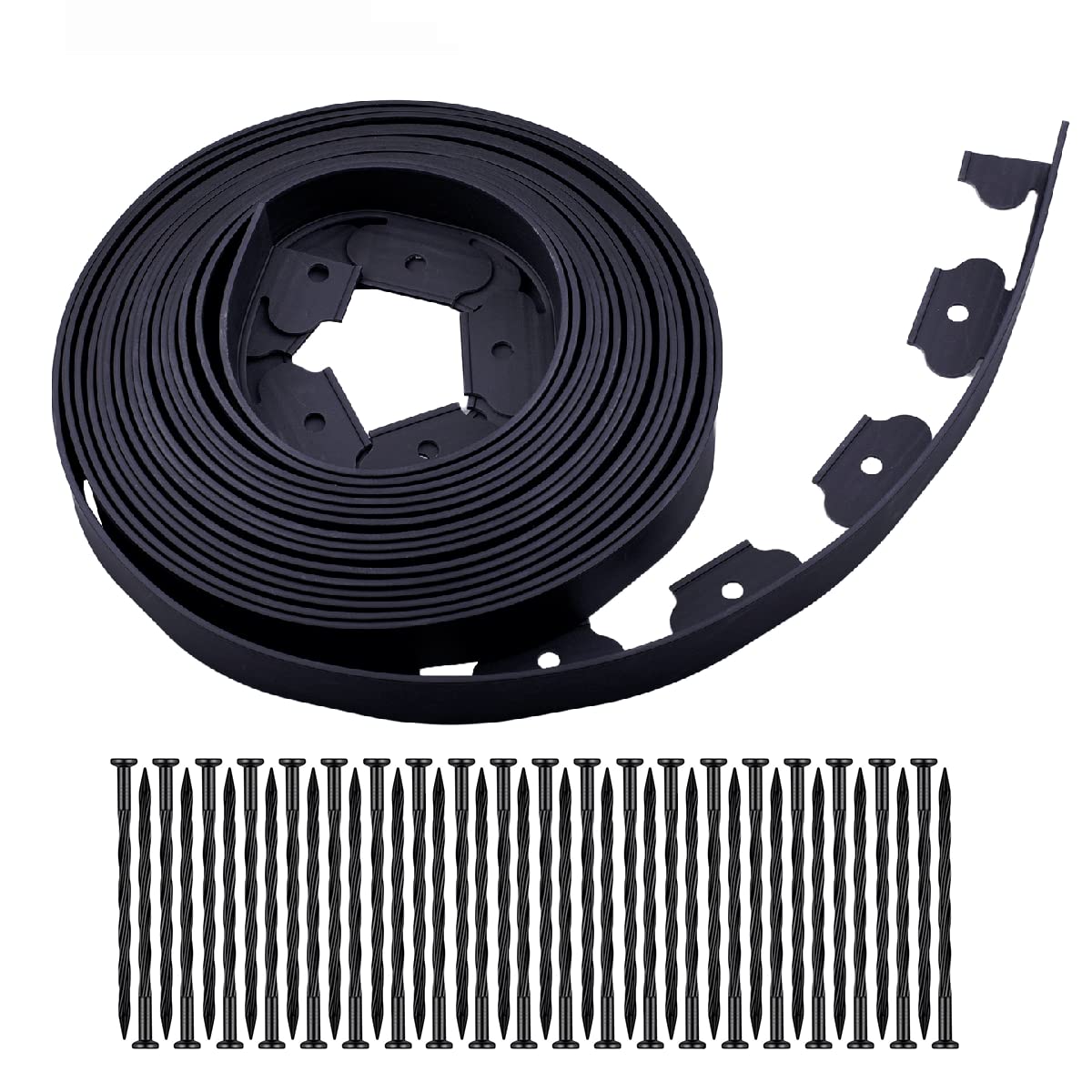 Garden Edgingï¼40ft Landscape Edging with 40 Spikes for Lawn 2 Inch Tall(Black, 40FT)
