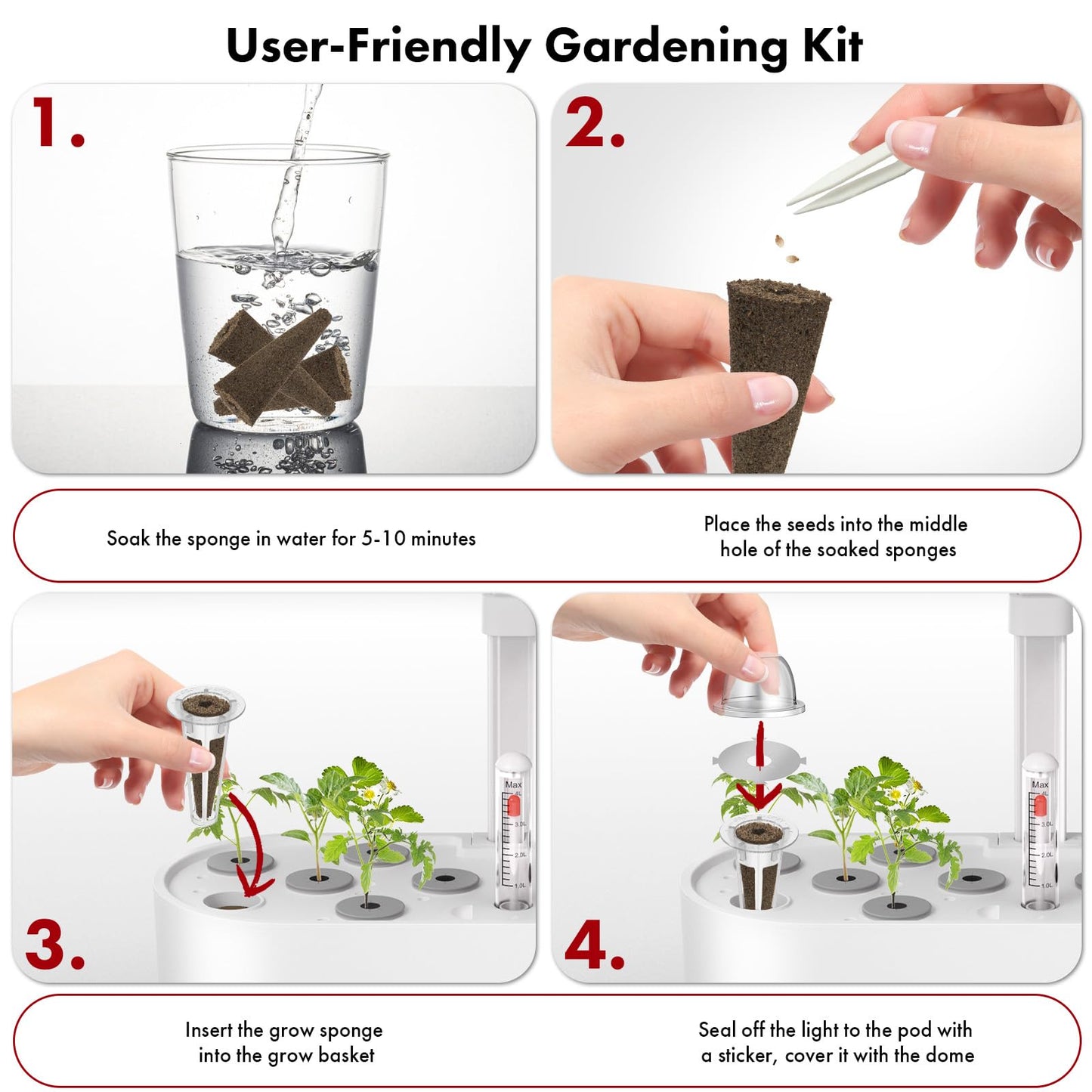 Strawberry Seed Pods for AeroGarden, Ahopegarden, iDOO Hydroponics Growing System, 350 Seeds+ Germination Including Red Cherry Tomato Golden Cherry Tomato, White Strawberry, Red Strawberry (7-Pods)