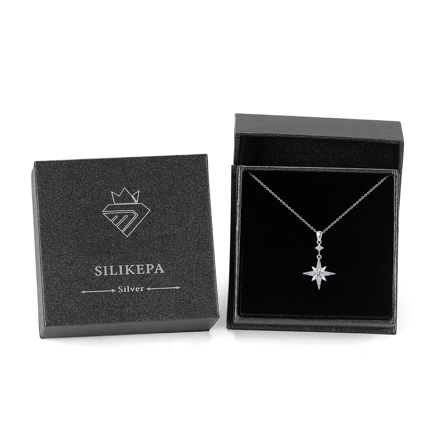 Silikepa Star Necklace for Women 925 Sterling Silver Star Pendant Necklace with April Birthstone Jewelry Gift for Women