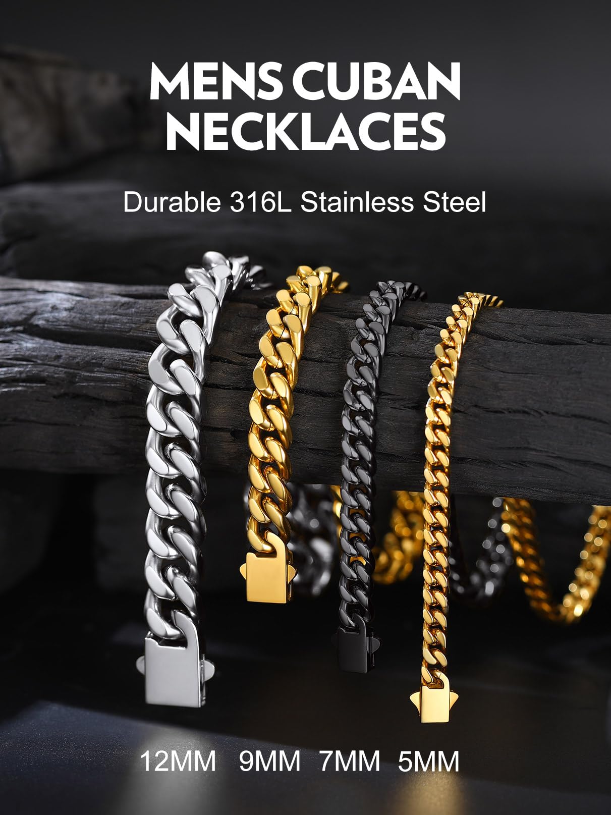 Bandmax Thick Cuban Link Chain for Men Cubanas Cadenas Hombres 9MM 14K Gold Plated Chunky Heavy Metal Miami Chain Necklace 26Inch Biker Rapper Necklace Chains