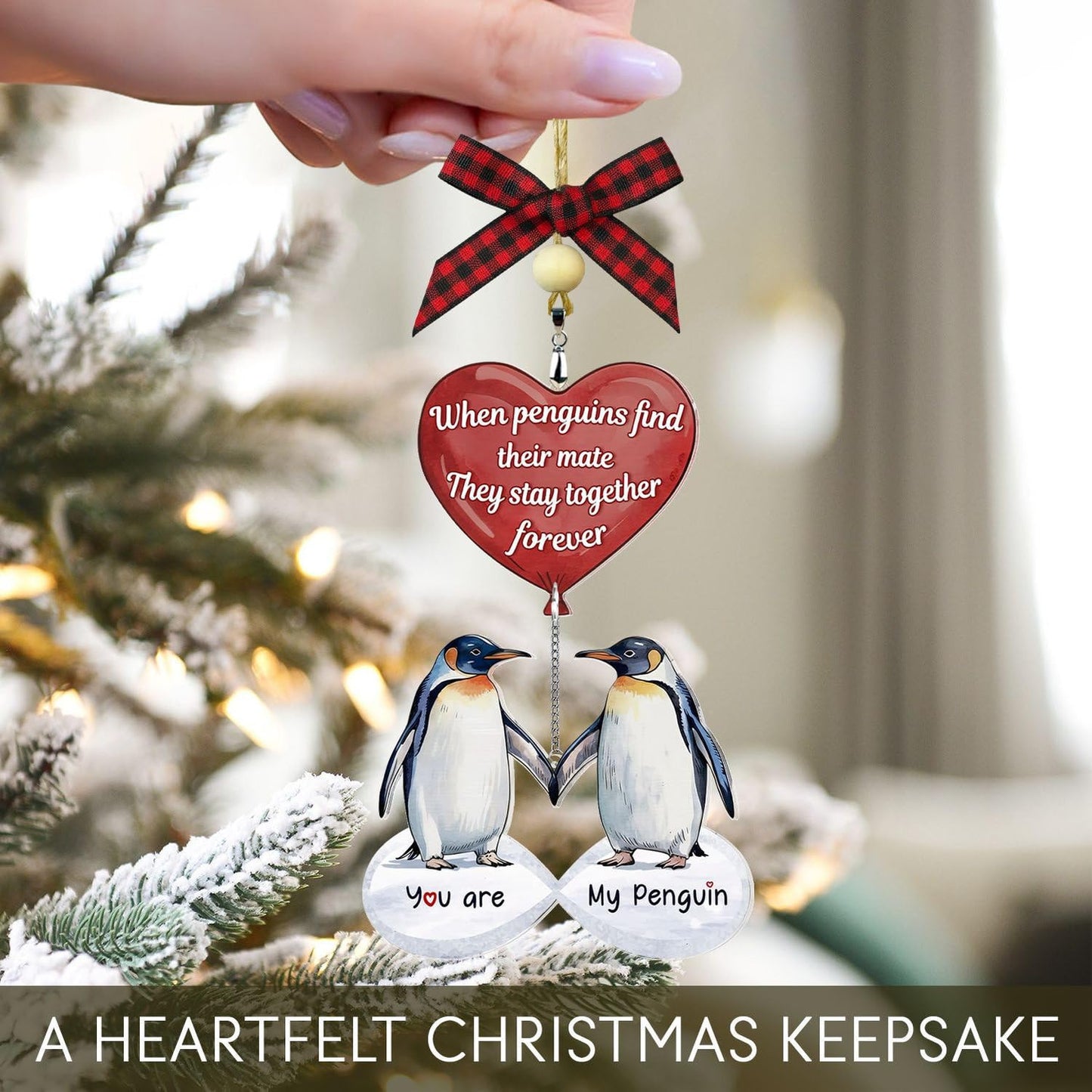 Gifts for Him Her - Wedding for Women Men Couple - Birthday Gift for Girlfriend Boyfriend - Romantic I Love You Gift for Wife - Couple Penguin Ornaments for Christmas Valentines Day