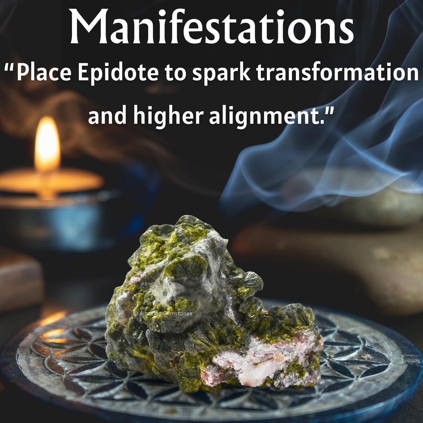 Amazing Gemstone Epidote Crystals and Healing Stones Mineral Specimen - Premium Semi Precious Gem Stones for Spiritual Growth - Geode Cluster for Meditation,Chakra Balance,and Energy Enhancement (S)