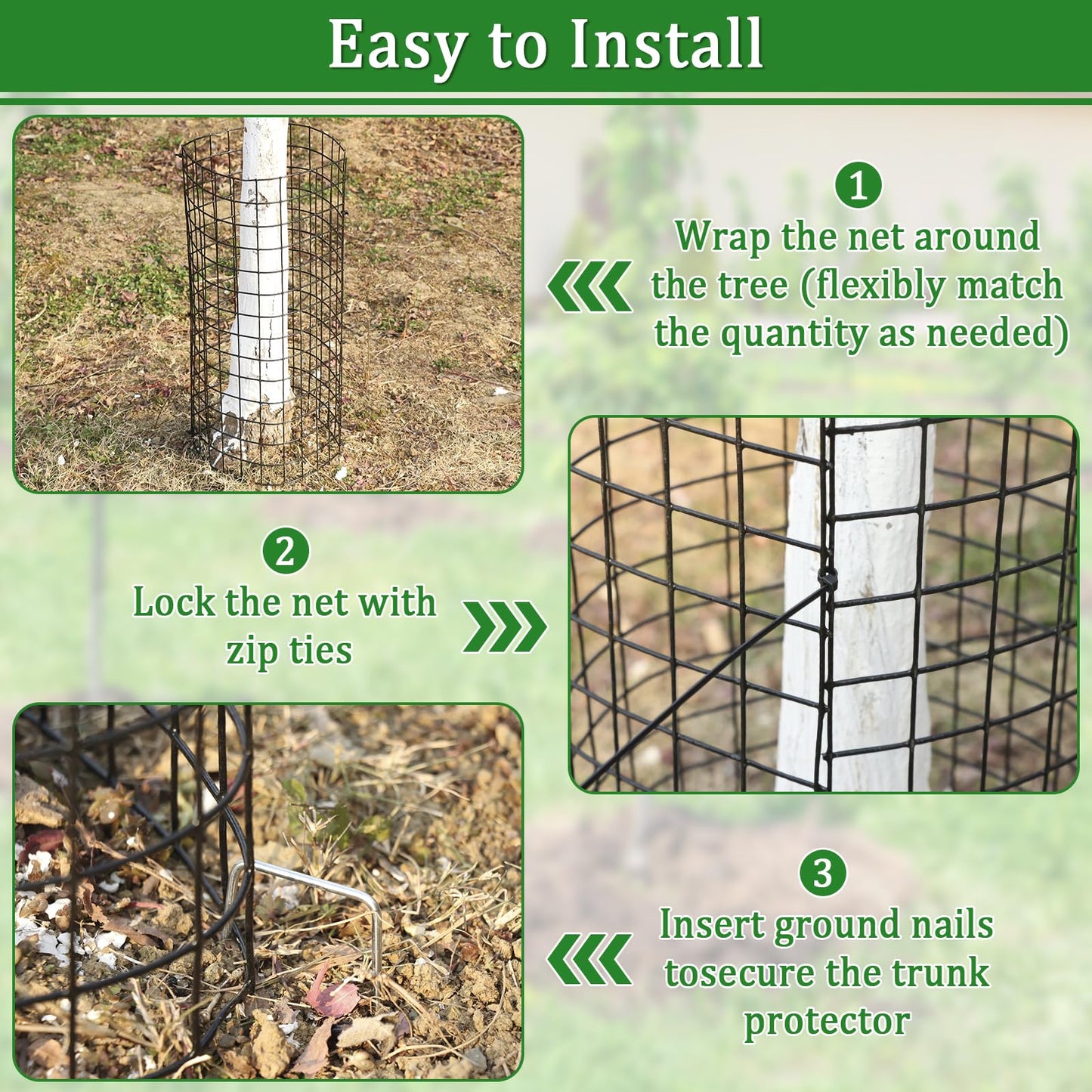 12p Tree Protectors from Deer,16.5 Inches High Pre-Curved Metal Mesh Tree Trunk Protector Stackable Vertically or Horizontally, Tree Tubes Wrap for Saplings and Fruit Garden