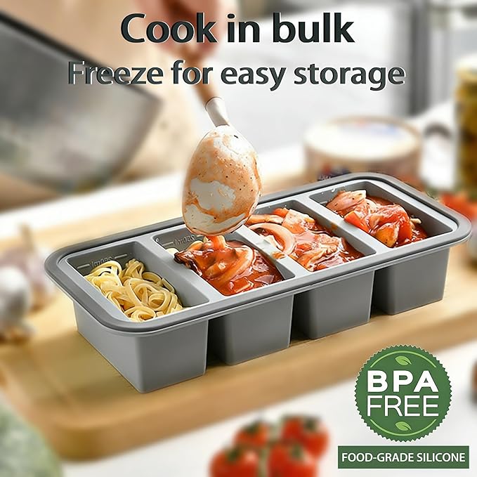 2 Pcs Large Ice Cube Tray With Lid, 1/2 Cup Silicone Freezer Molds for Soup Ice Cubes, Freezer Cubes for Food Storage Silicone,Meal Prep、Frozen Broth and Leftovers