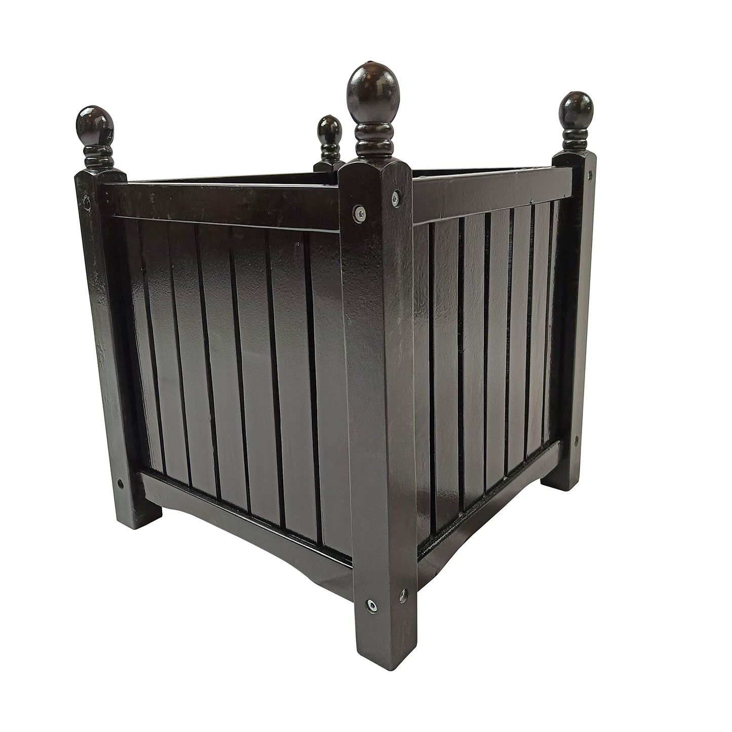 Sang Seiyoga Square Wood Planter Box, Solid Wood Outdoor Plant Container with Drainage, Large Square Flower & Herb Pot Outside Plant and Vegetable Container for Garden, Patio, Porch (Black)