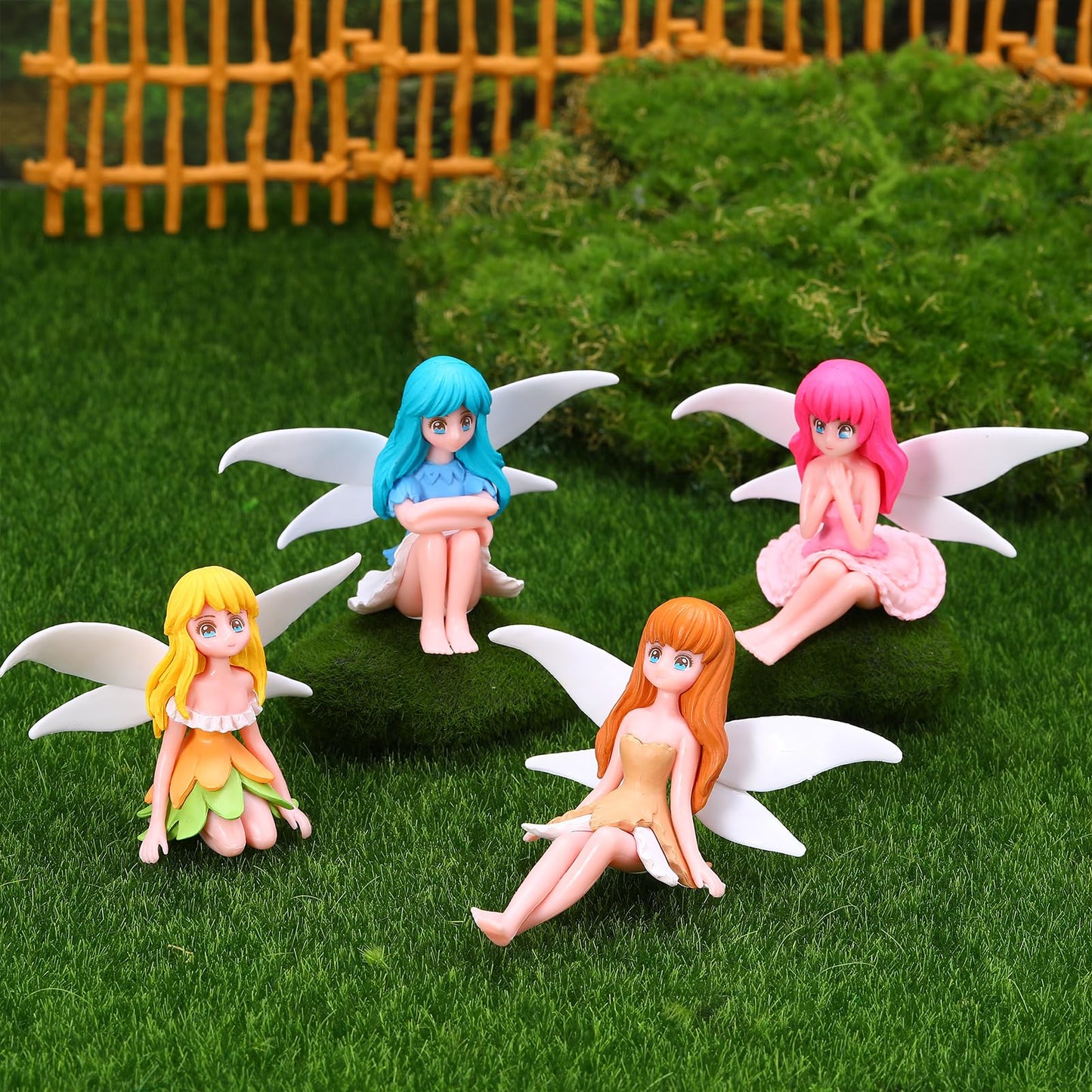GGSTDDUP Fairy Garden Accessories, Miniature Garden Ornaments Included Mini Fairy Figures Tiny Gnome Figurines Enchanted Tiny House Set for DIY Landscape Potted Plants Dollhouse Desk Decor