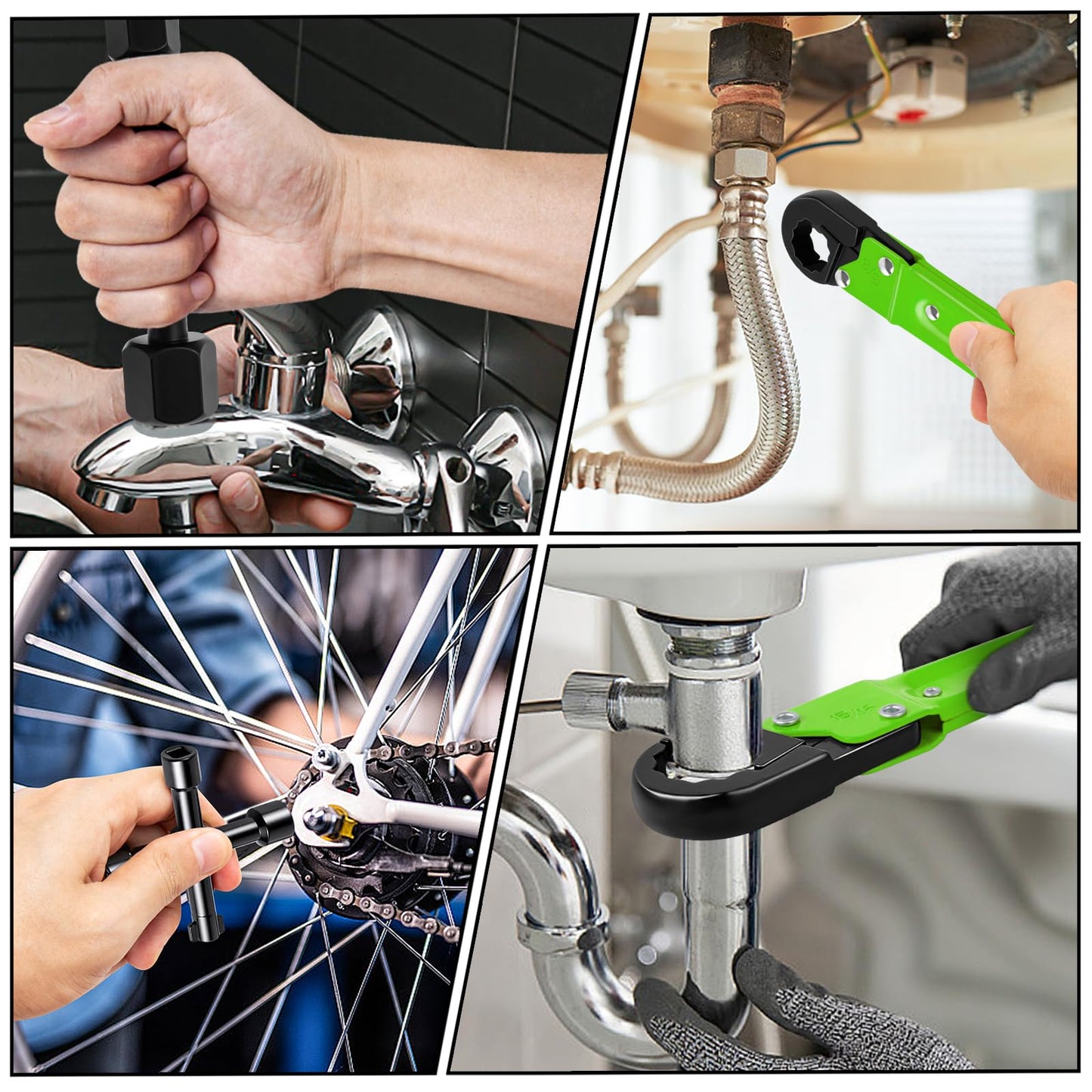 Ponpon Angle Stop Wrench Kit, Plumbing Tools, Angle-on Plumber Wrench for Quick And Hassle-Free Angle Stop And Supply Nut Installations(Green-A)