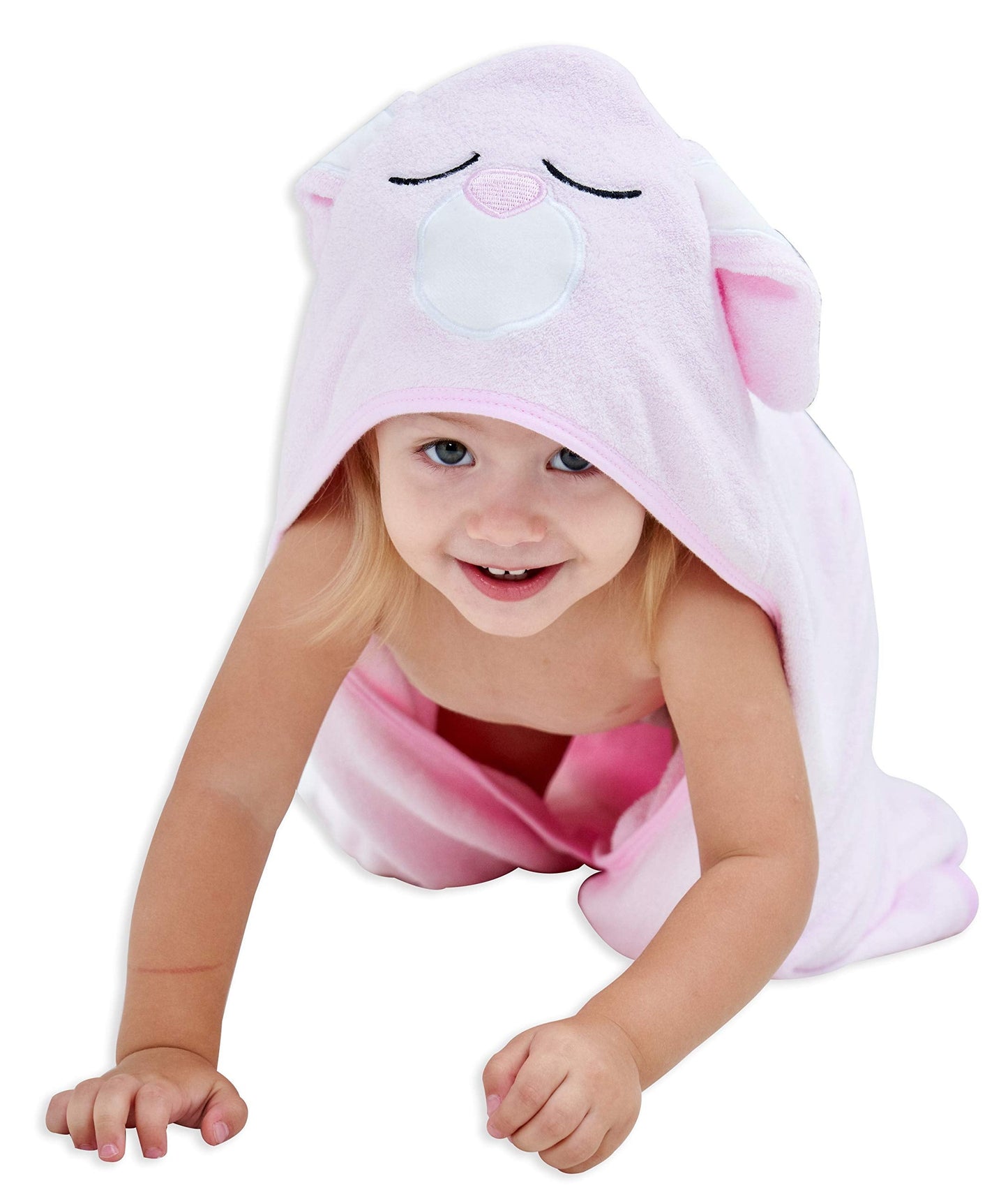 HIPHOP PANDA Toalla de baño con capucha de bambú, Toalla suave con capucha con orejas de oso para bebé, niño pequeño, Ultra absorbente, Toalla de bebé para niños y niñas (Oso, 30 x 30 pulgadas)