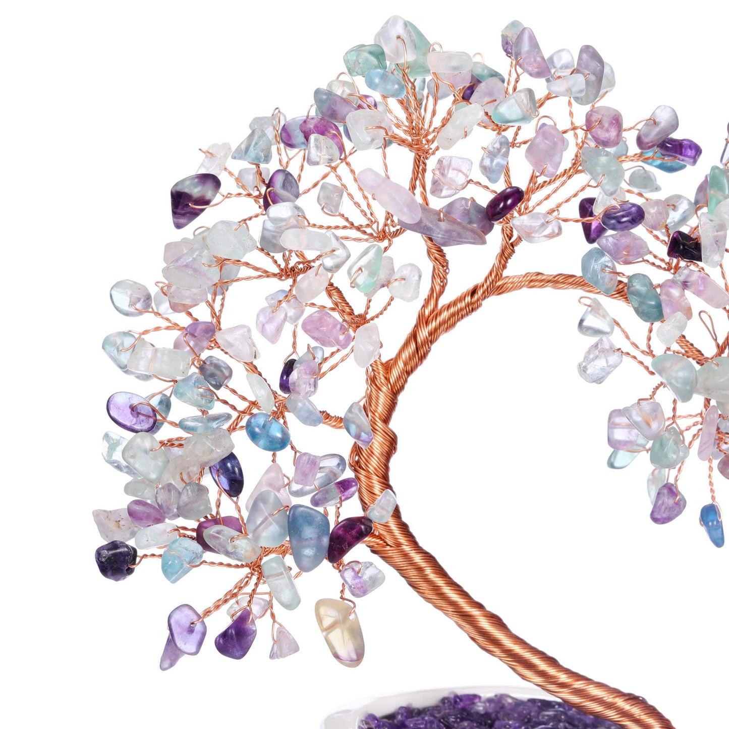 GEHECRST Fluorite Crystal Tree Handmade Healing Crystal Gemstone Heart Stone Bonsai Tree Energy Feng Shui Ornament Crystal Gifts for Mom Mothers Day Women Home Office Desk Decor Christmas