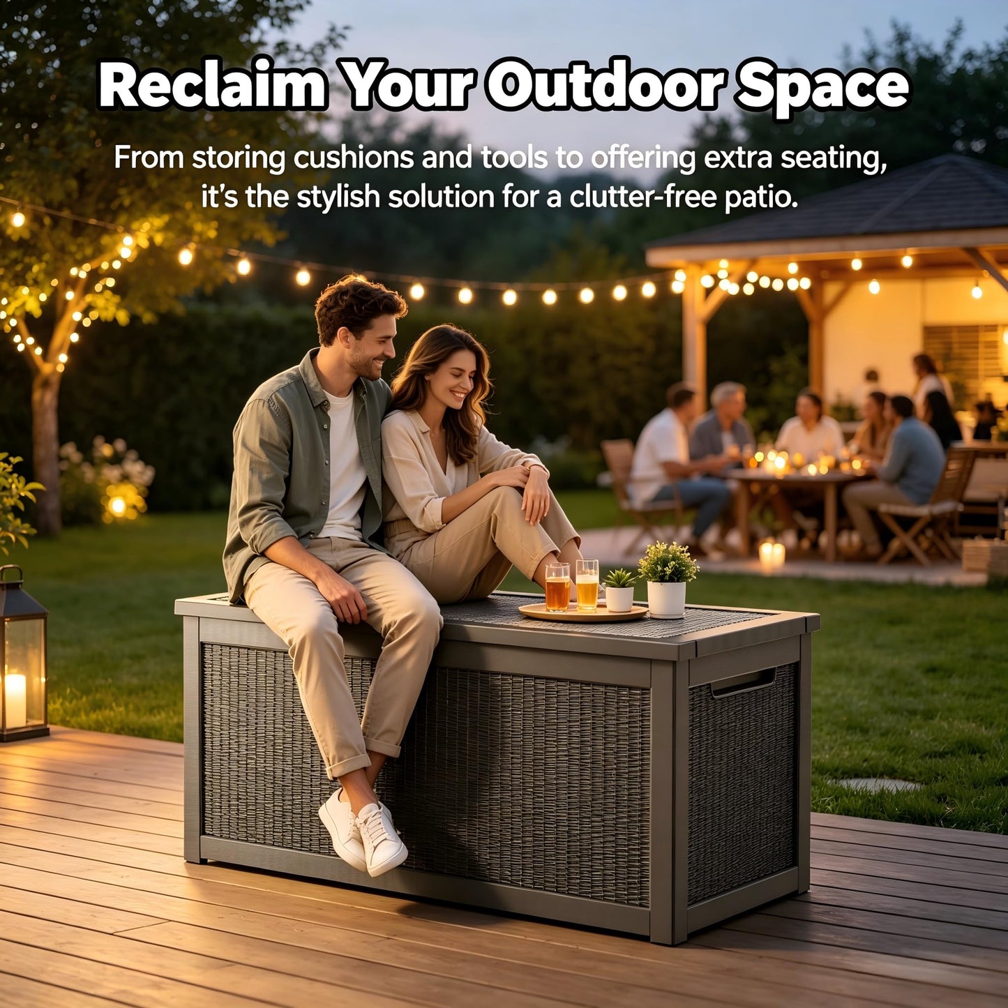 328 Gallon Waterproof Outdoor Storage Box, Heavy Duty Resin Deck Box Lockable, Large Outside Patio Storage Bench for Garden Tools & Pool Accessories, Hydraulic Lift, All-Season UV-Resistant, Brown
