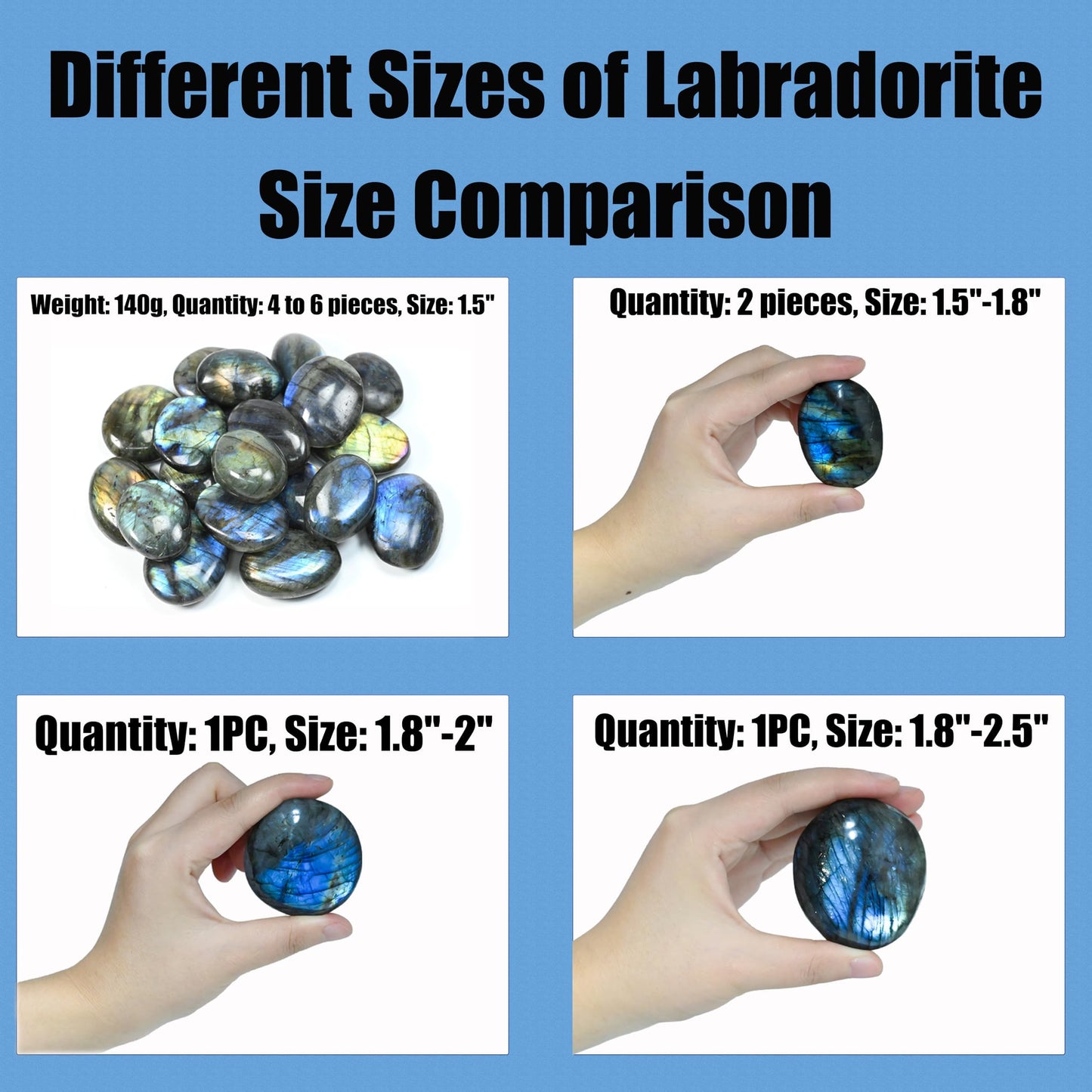 4-6PCS Gemstone Labradorite Crystals, Irregular Shaped Labradorite Healing Stones, Natural Hand Carved Palm Stone Worry Stone Crystals for Meditation, Home Decor-140g