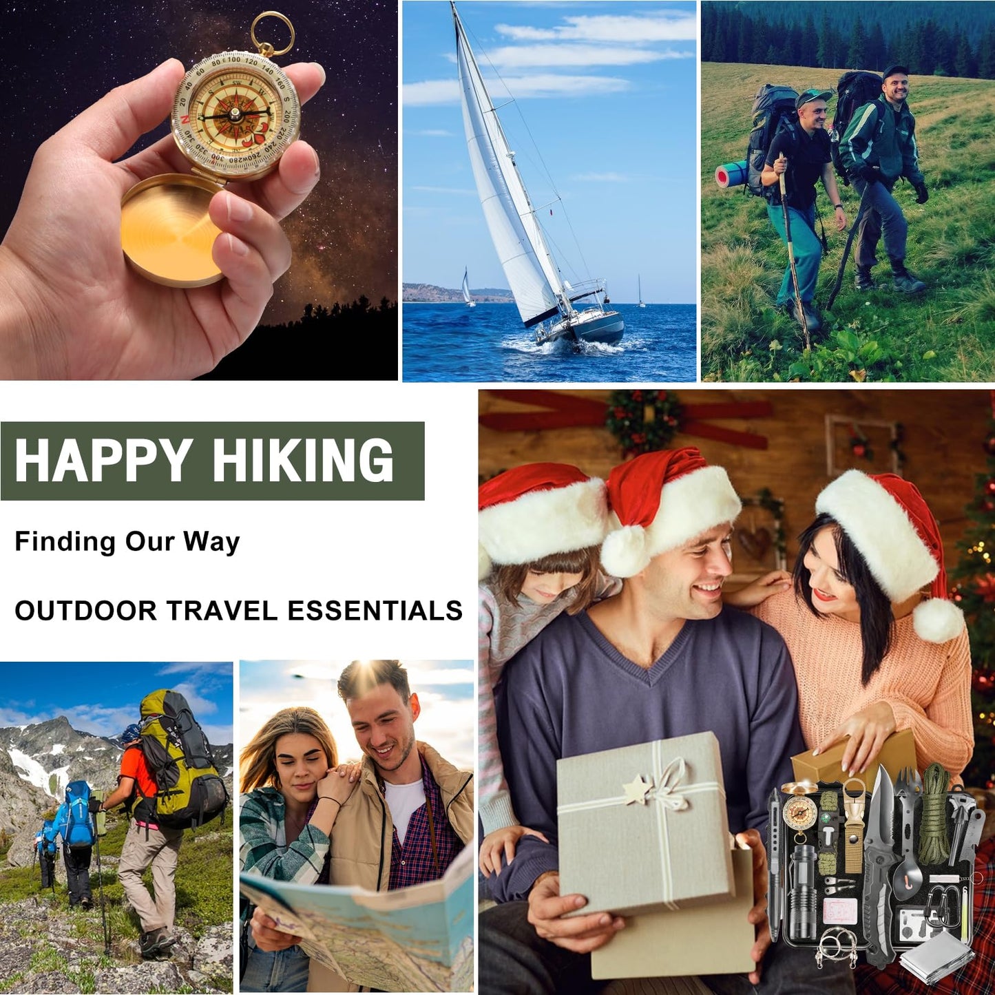 Gifts for Men, Teen Boy, Dad, Husband, Boyfriend, Brother. 20-in-1 Adventure Survival Kits - Camping Hiking Essential Gear and Wilderness Adventures Disaster Prepasredness Kit
