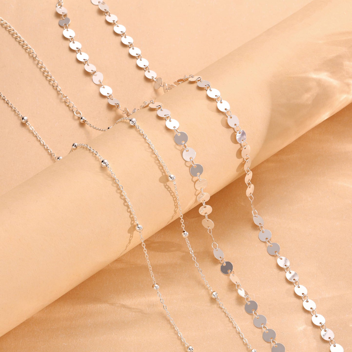CHESKY Silver Waist Chain for Women Trendy, 2Pcs Layered Belly Chain Belt Adjustable Waterproof Beach Satellite Coin Chain Hypoallergenic Summer Body Chain Jewelry for Women Gifts