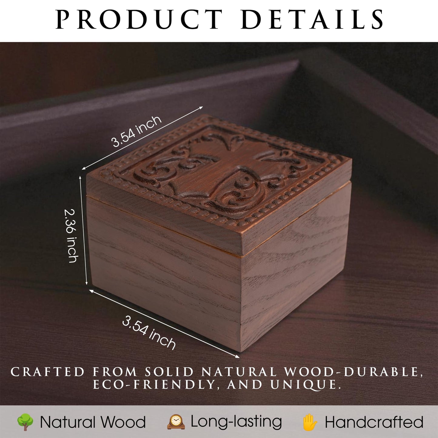 KATINAT Hand-Carved Wooden Cross Keepsake Box β Christian Prayer Box, Rosary Holder & Religious Jewelry Box, Catholic Gift for Women & Men, Baptism, Confirmation, Memorial & Sympathy Gift