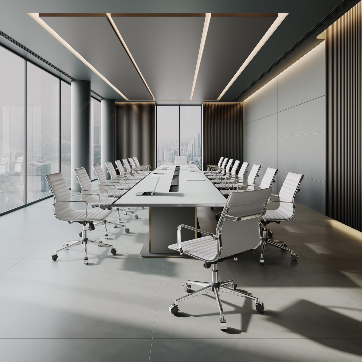 LUXMOD White Office Chair Ergonomic Swivel Desk Chair with Armrests Comfortable Heavy-Duty Chair for Office or Conference Table ,White 22.83in Seat(1pc)