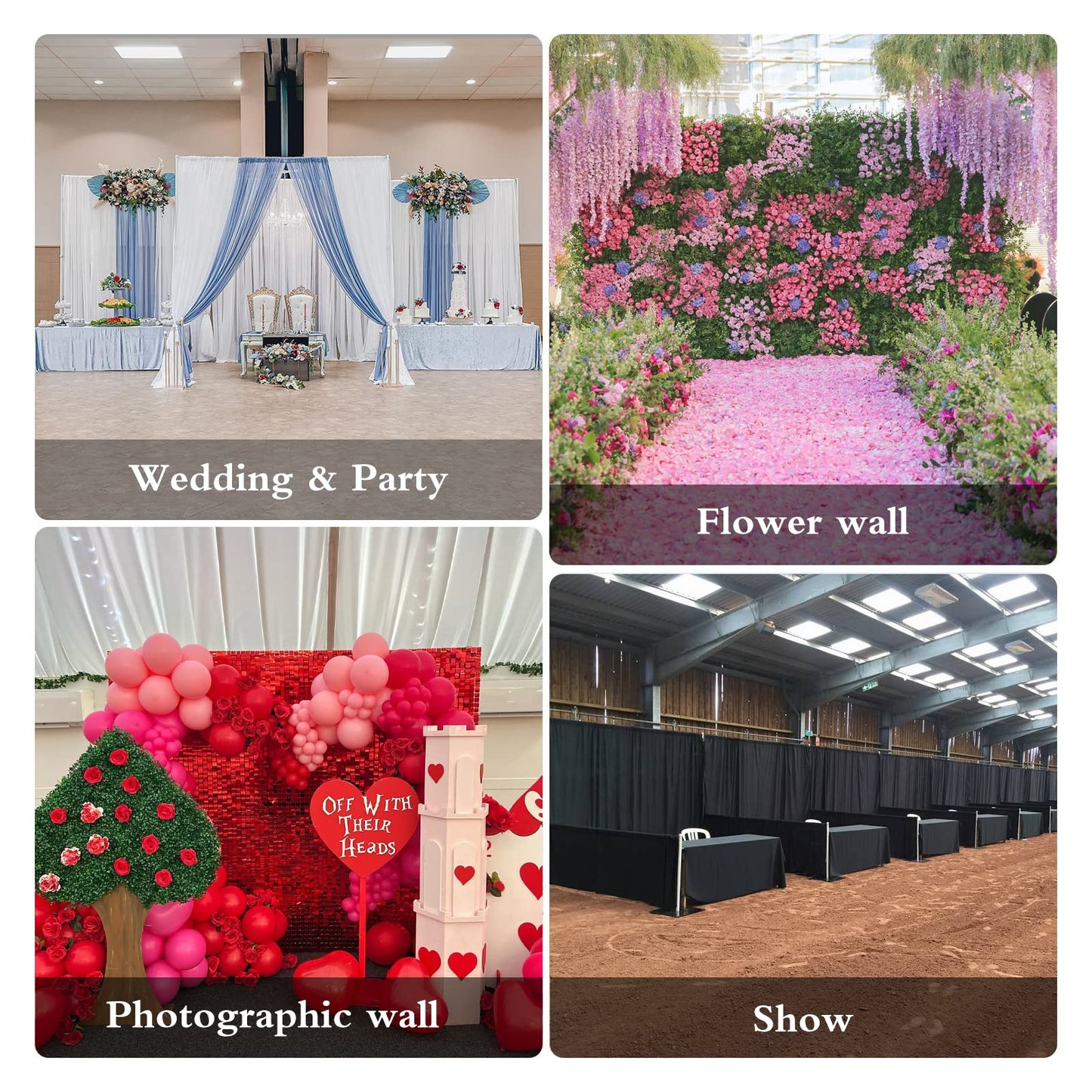 Hecis 12x12Ft Square Pipe and Drape Kit, 7-12' Tall x 7-12' Wide Square Adjustable Pipe and Drape Stand, Heavy Duty Backdrop Stand for Event, Party, Trade Shows and Wedding Decor