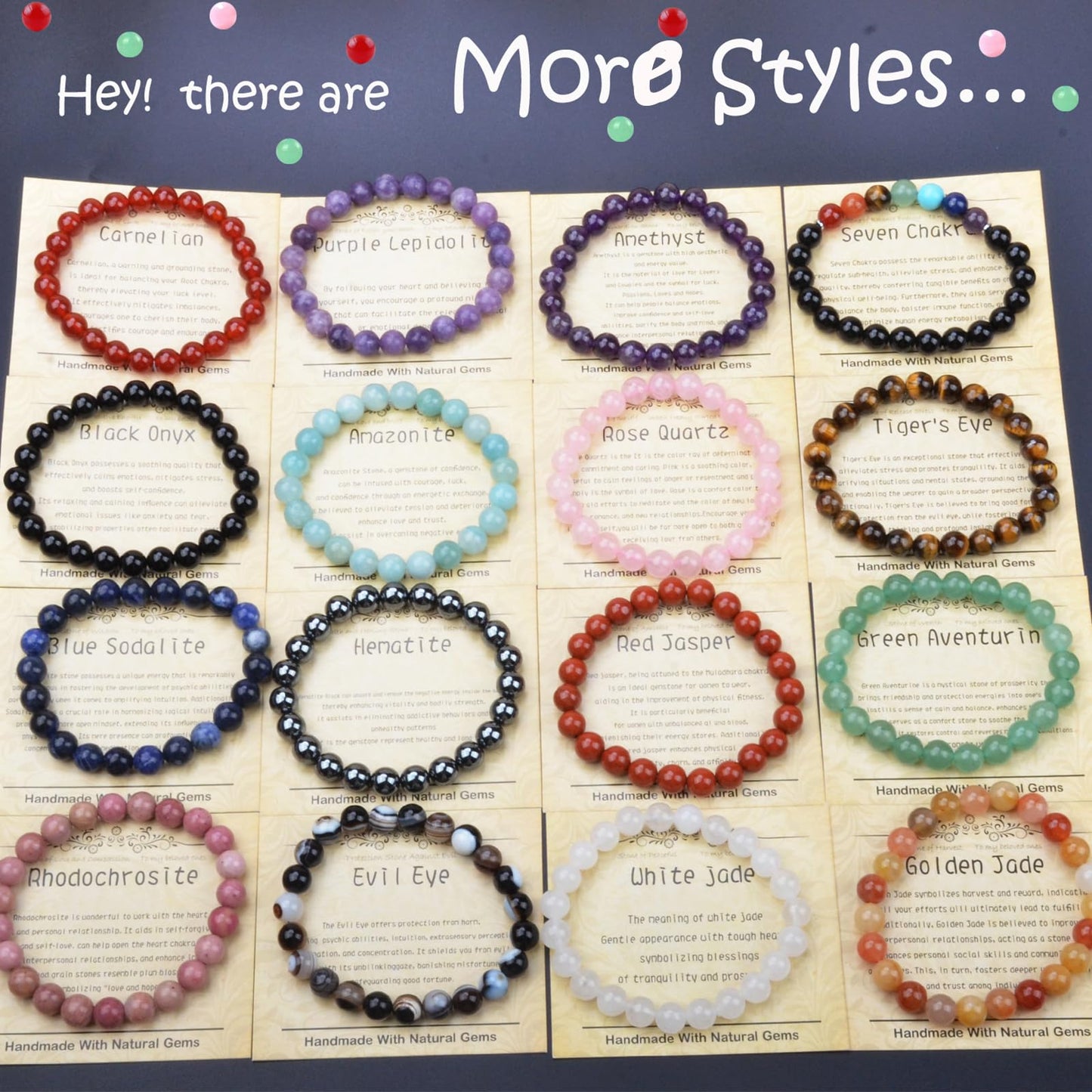 CHCCOYE 6mm Natural Healing Gemstone Bracelet Handmade Yoga Stretch Elastic Bracelet Stress Relief Crystal Jewelry for Men and Women (6mm Leopard Skin Jasper)