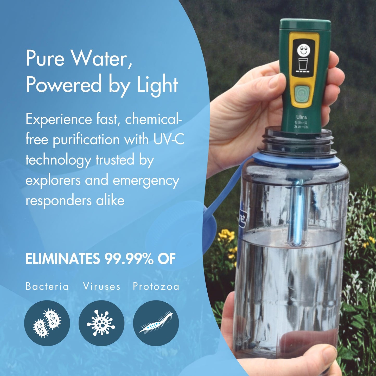 Katadyn Steripen Ultra Portable UV Water Purifier – Rechargeable 2200mAh Battery, Eliminates 99.99% Microorganisms, Fast Water Treatment for Hiking, Camping & Travel
