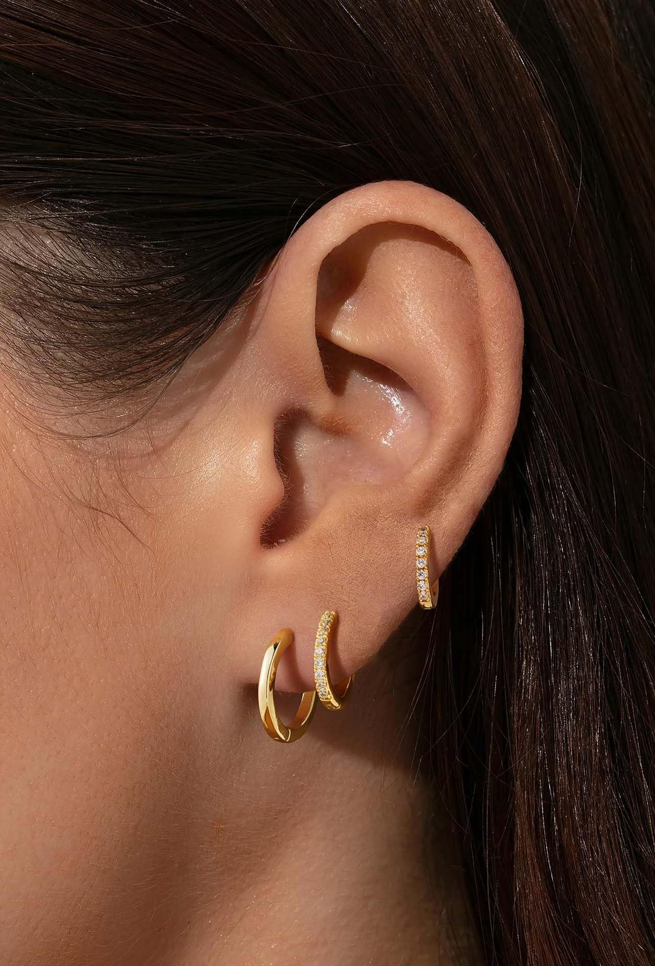 3Pairs Gold Hoop Earrings Set for Women Trendy Chunky Huggie Dainty Earring Jewelry for Women Teens (Gold - 3 Pairs Set)