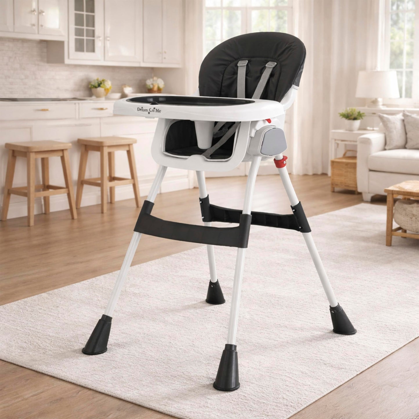 Dream On Me TableTalk 2-in-1 High Chair for Baby & Toddler – Convertible High Chair to Junior Chair, Removable Padded Seat, Dual Dishwasher-Safe Trays, Sturdy Steel Frame, Quick Folding Design – Black