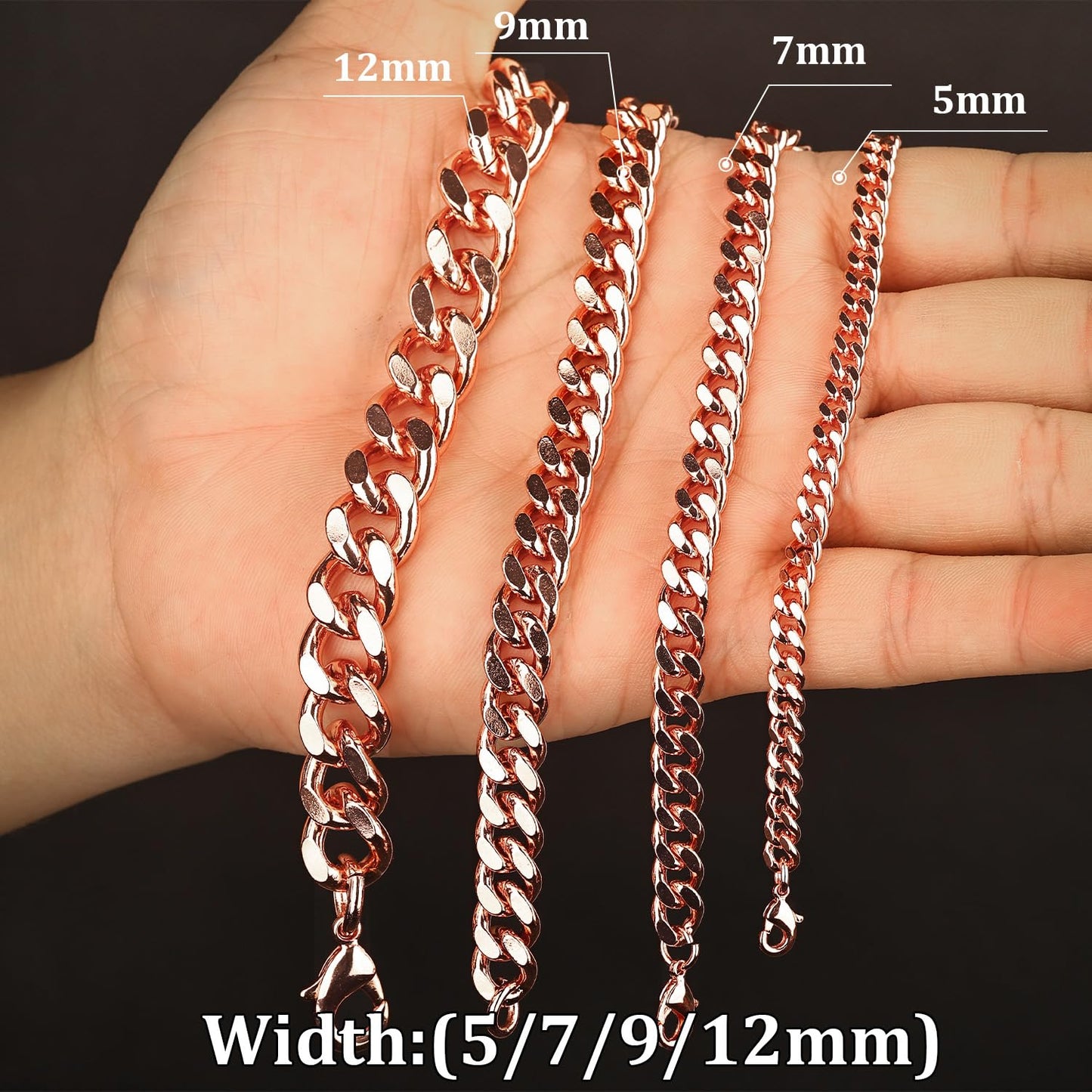 Heavenly Metals Copper Necklace for Men & Women β 99.9% Pure Copper Cuban Link Chain β 5mm, 7mm, 9mm, 12mm Width β 18" to 26" Length β Gift Box Included β USA Brand