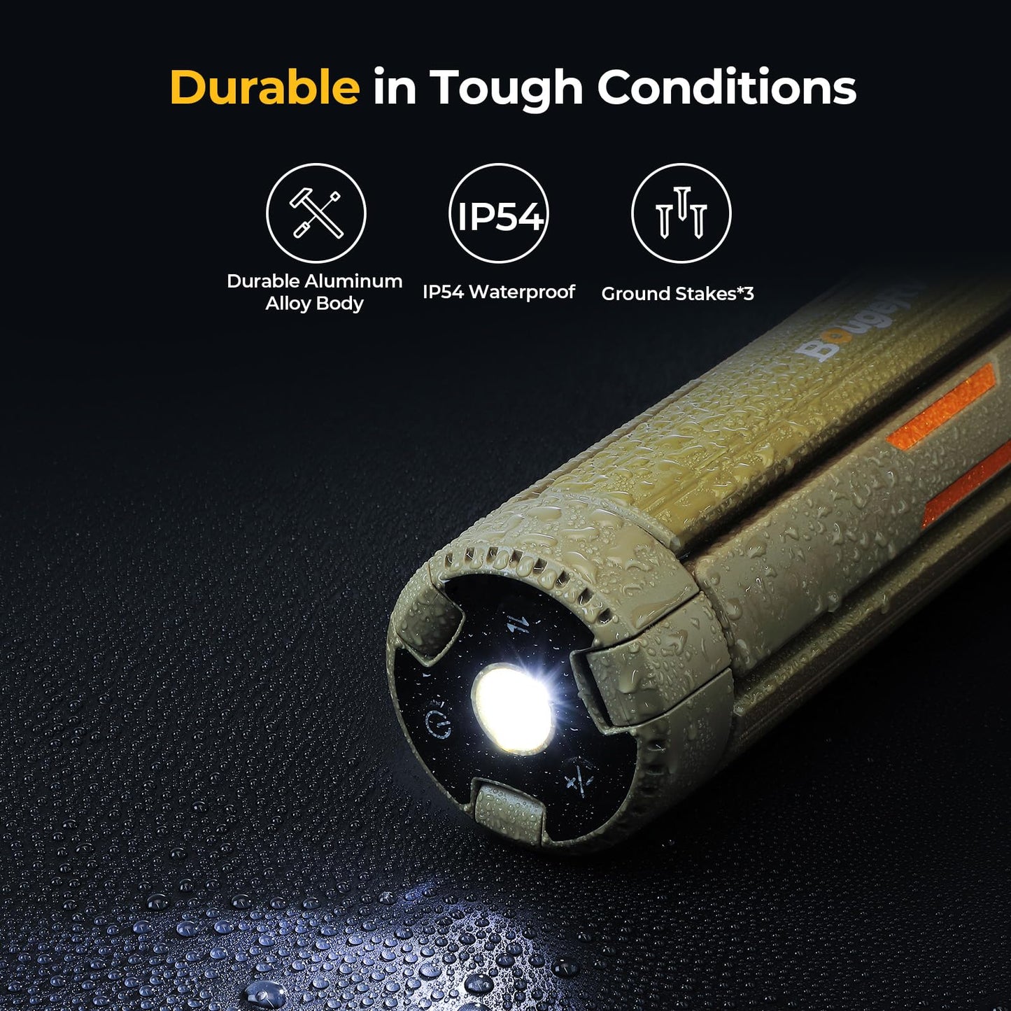 BougeRV Upgraded Telescopic Camping Light, 15600mAh Rotatable Electric Lantern, Collapsible Outdoor Light, Cordless Flashlight, Waterproof, Tent Lamp for Camping, Emergency, Hiking, Outdoor