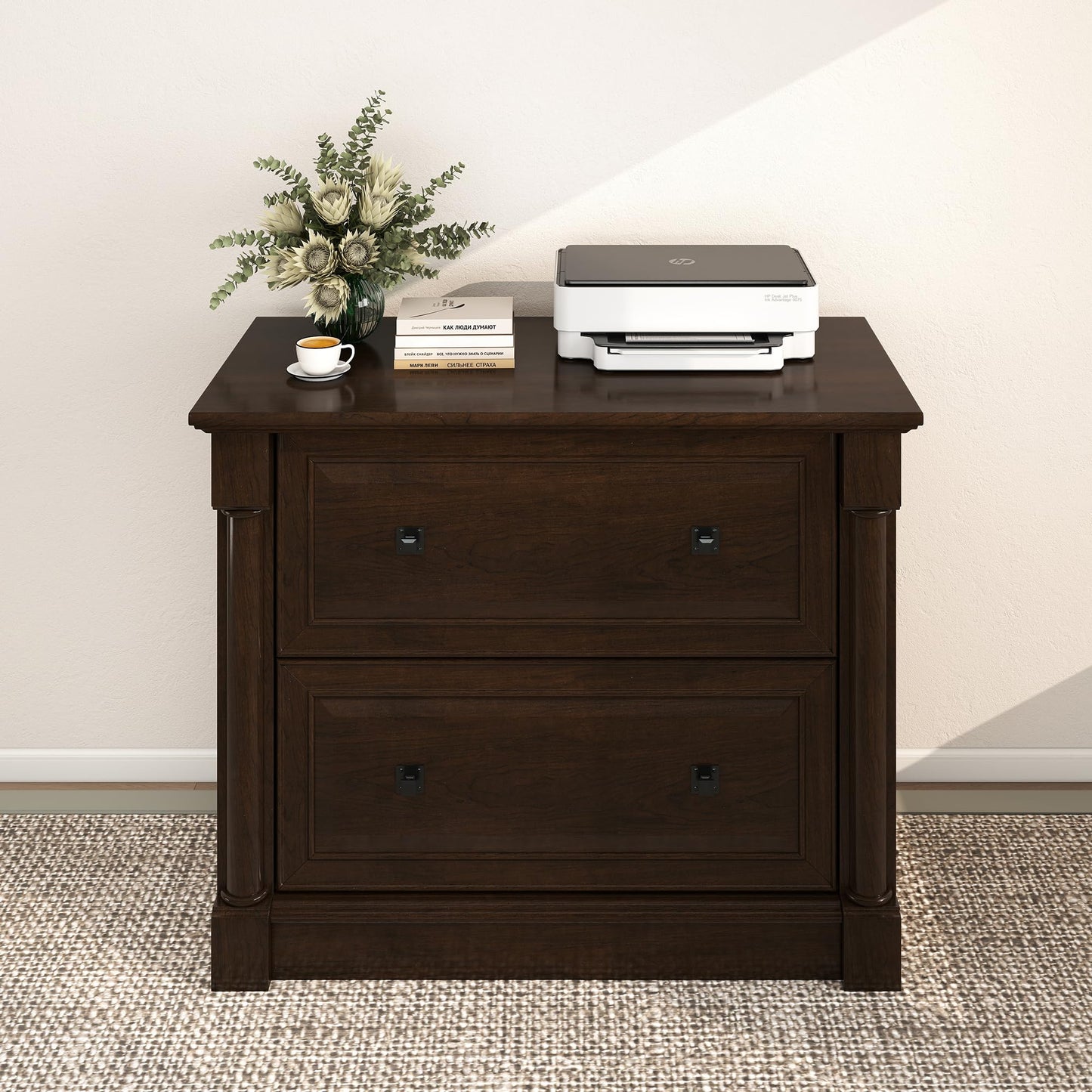blini 2 Drawer File Cabinet Farmhouse Lateral File Cabinet with Hanging File Folders,Fits Letter/Legal/A4 Sizes, 36.8" Large Wood File Storage Cabinets Printer Stand for Home Office