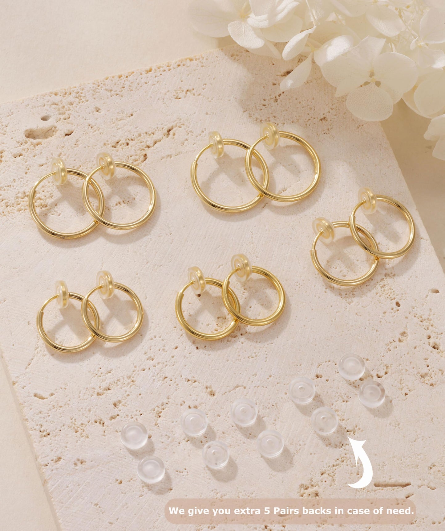 PLOMFOV Clip On Hoop Earrings for Women Small 14K Gold Plated Clip On Earrings Women Fake Hoop Earrings Non Pierced Earrings 14mm-18mm