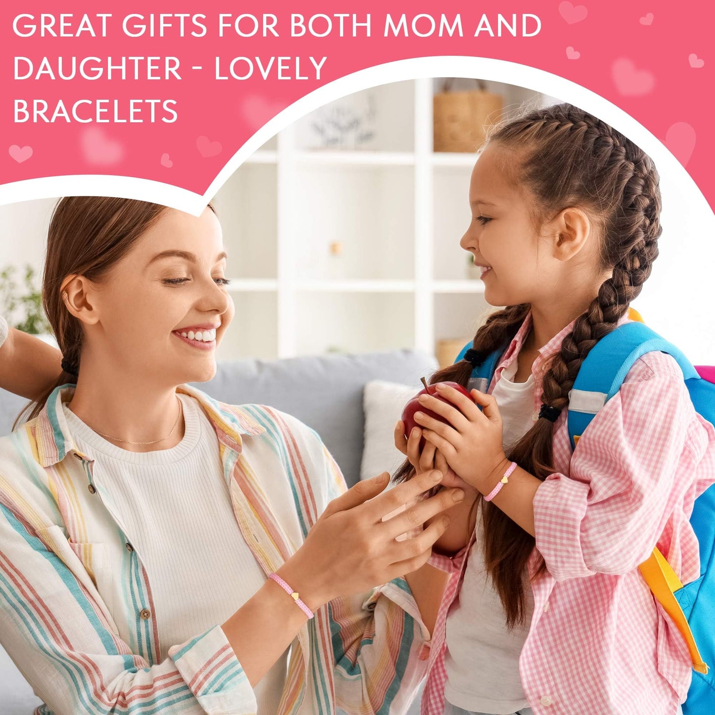 WZHENAINI First Day of Kindergarten Bracelets for Mother and Daughter, Mom and Daughter Bracelets Matching Gift, Mommy and Me, Daughter Back-to-School Gift