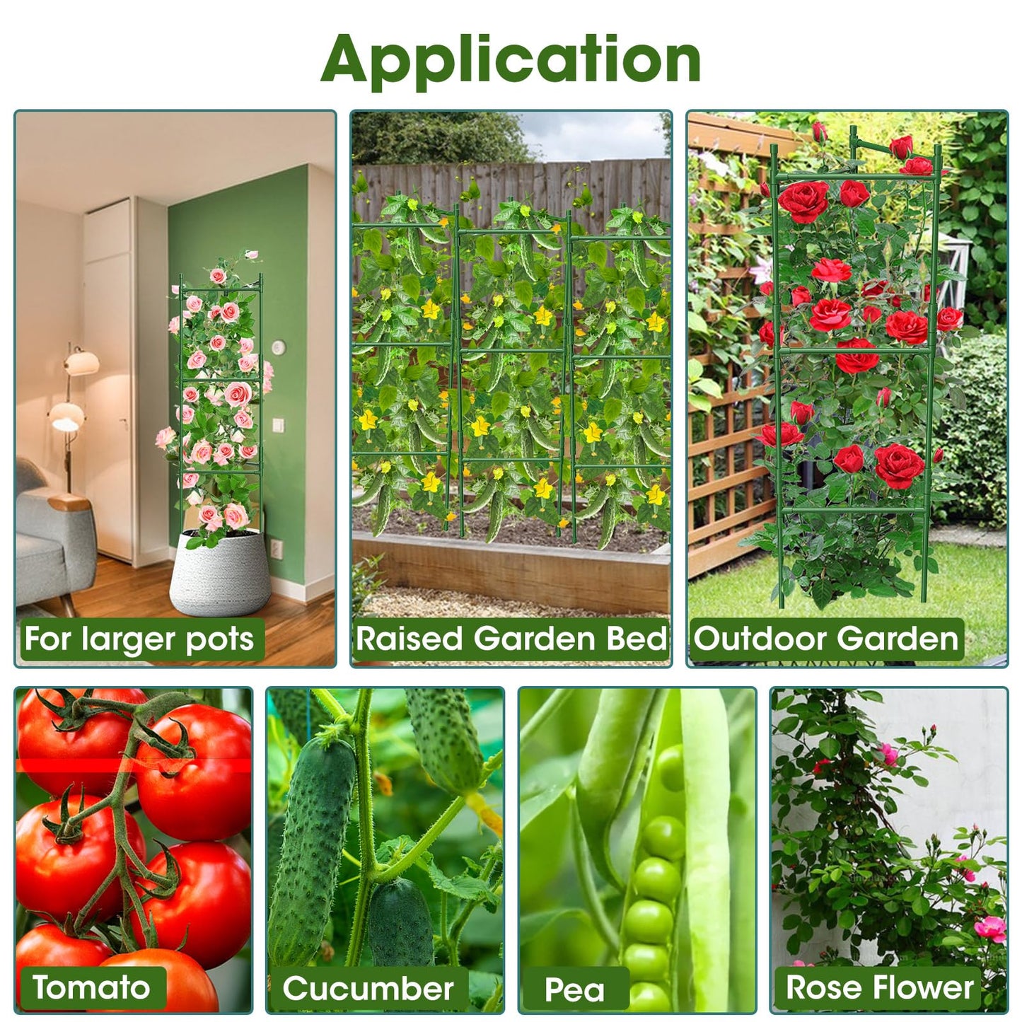MQHUAYU 3 Pack Tomato Cage,Tomato Cage for Raised Garden Bed, 48'' Tall Tomato Trellis Triangle or Square Cages for Garden,Pots, Plant Cages & Supports(Green, Extra Bold )