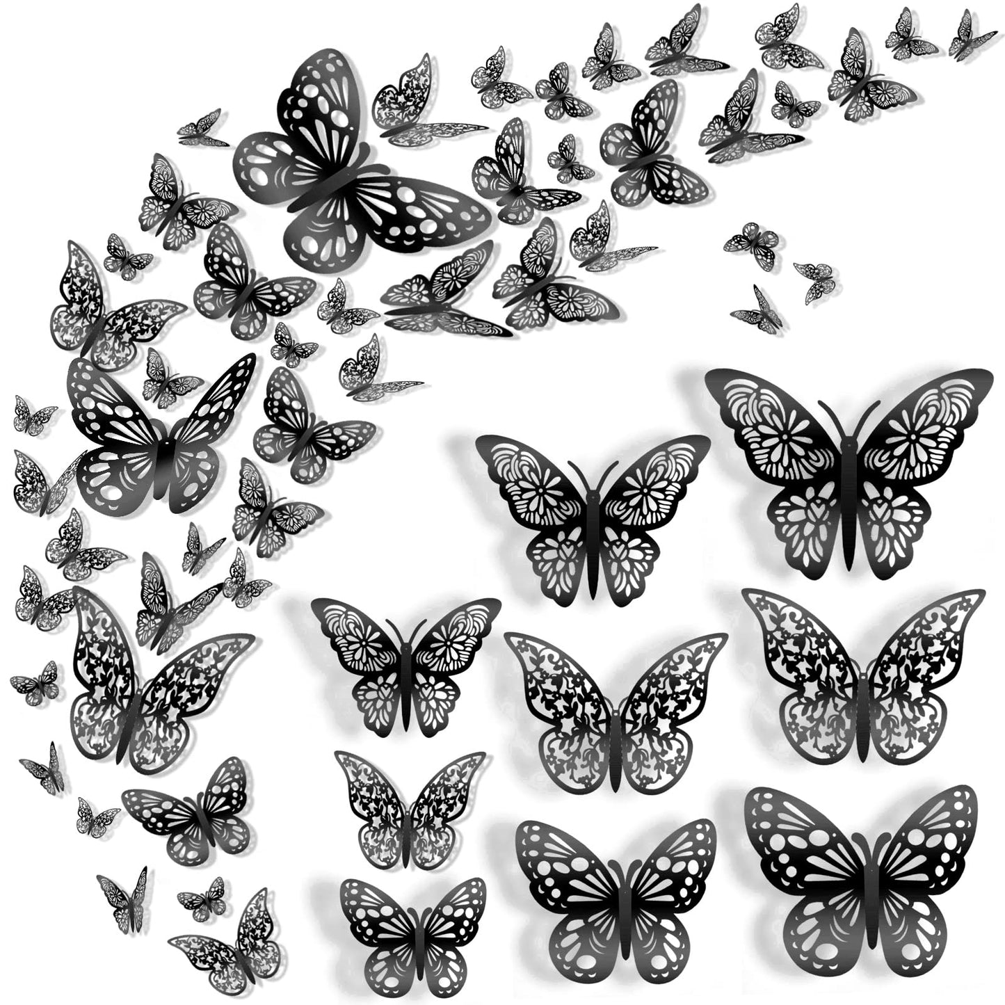 72 Pcs Butterfly Wall Decor, 3 Styles 3 Sizes 3D Butterfly, Gold and Rose Gold Butterfly, Wedding Decorations, Birthday Party Decorations, Girls Bedroom Decoration(72 Pcs, Gold and Rose Gold)