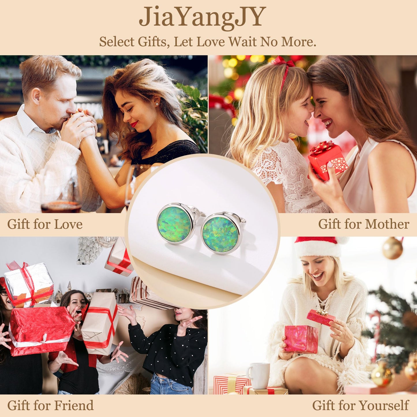 JiayangJY Silver Green Fire Opal Stud Earrings for Women Sterling Silver Round Shape 6mm Opal Earrings with Push Back