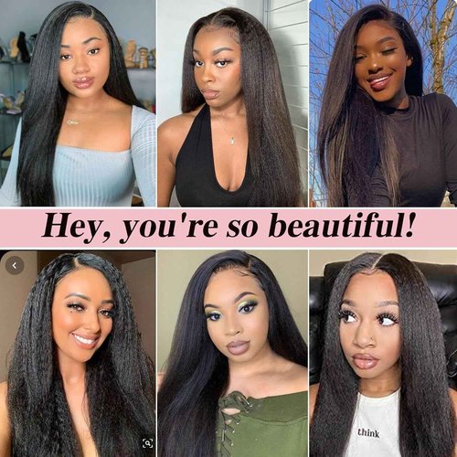 Habiliana Human Hair Bundles 26 28 30 Inch Natural Black Yaki Wave Bundles Human Hair 100% Unprocessed Soft Sewn In with Double Drown Weft for Black Women