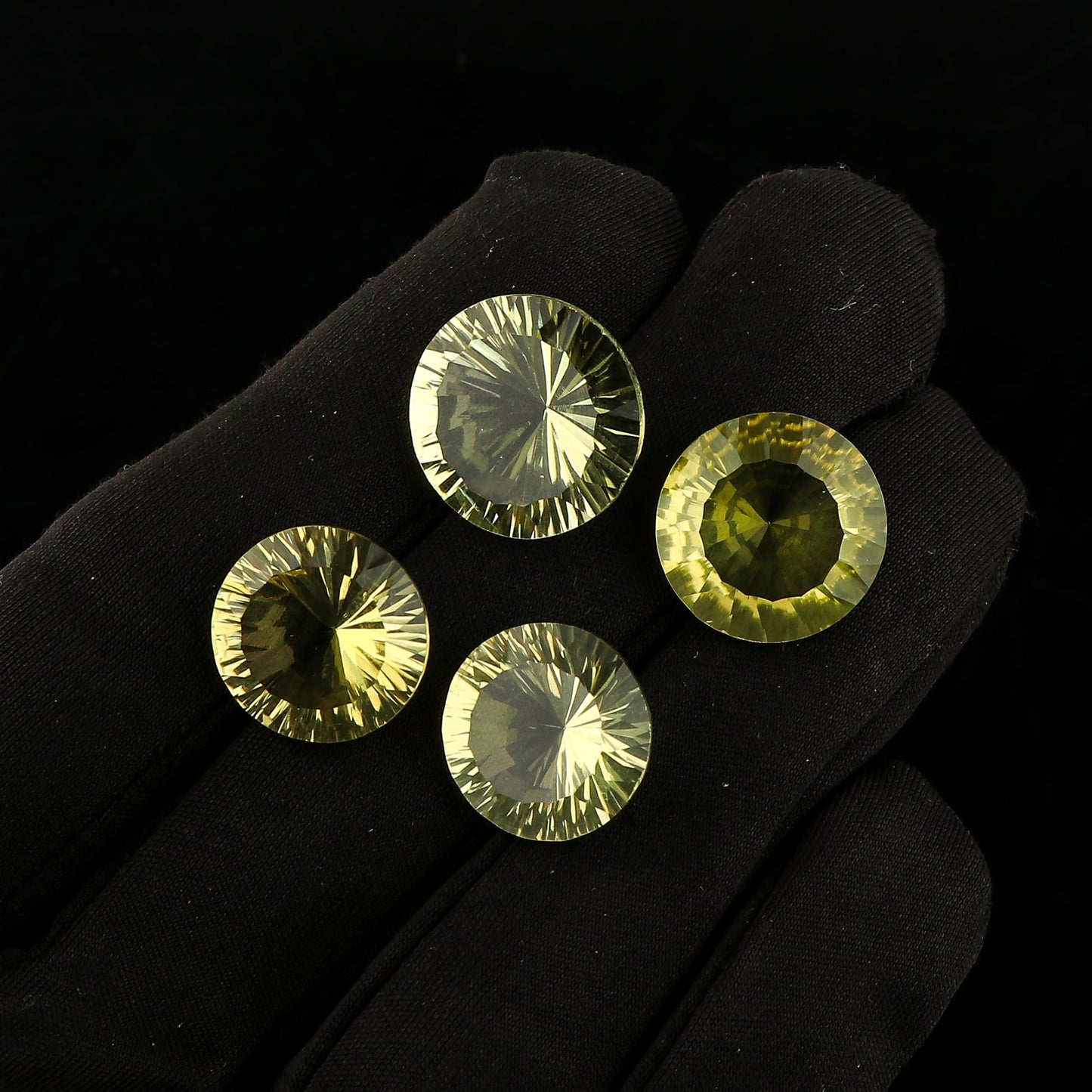 CRYSTALIS 4pcs AA+ Natural Lemon Quartz, Concave-Cut, Loose Gemstone Wholesale Bulk Cabochons Jewelry Making Supply, Chakra Healing Polished Stones, Wire Wrapping, DIY, Gem Collection, 15mm