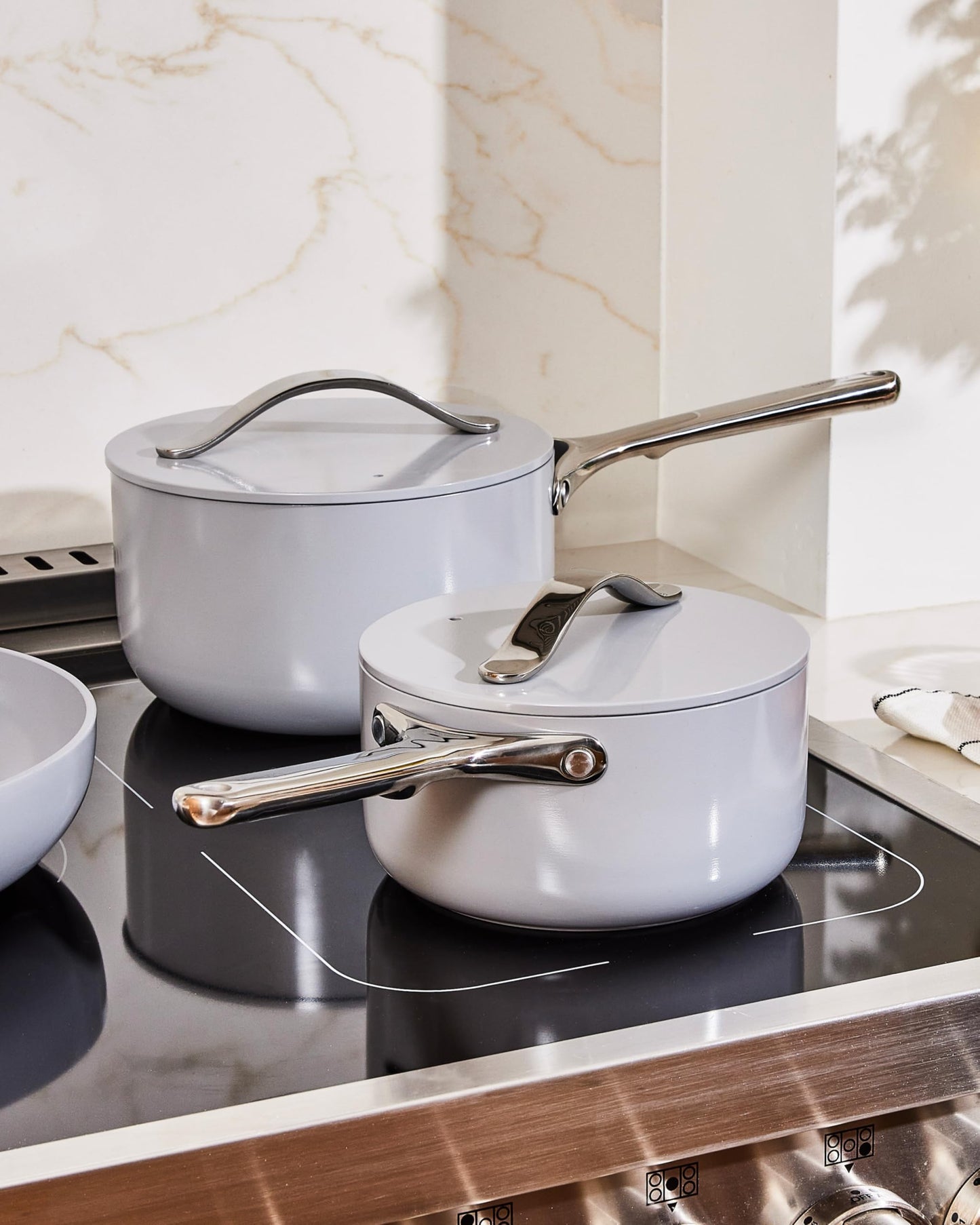 Caraway Nonstick Ceramic Sauce Pan with Lid (3 qt) - Non Toxic, PTFE & PFOA Free - Oven Safe & Compatible with All Stovetops (Gas, Electric & Induction) - Black