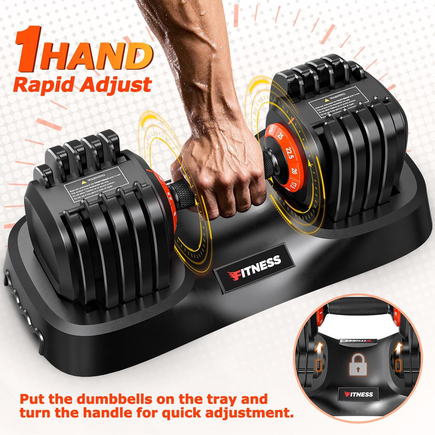 Rendpas Adjustable Dumbbells Set of 2, 1-Sec Adjustable Weights Dumbbells Set, 10 in 1 Dumbbell Set with Anti-Slip Texture Handle, Weight Set For Home Gym Suit both Men and Women
