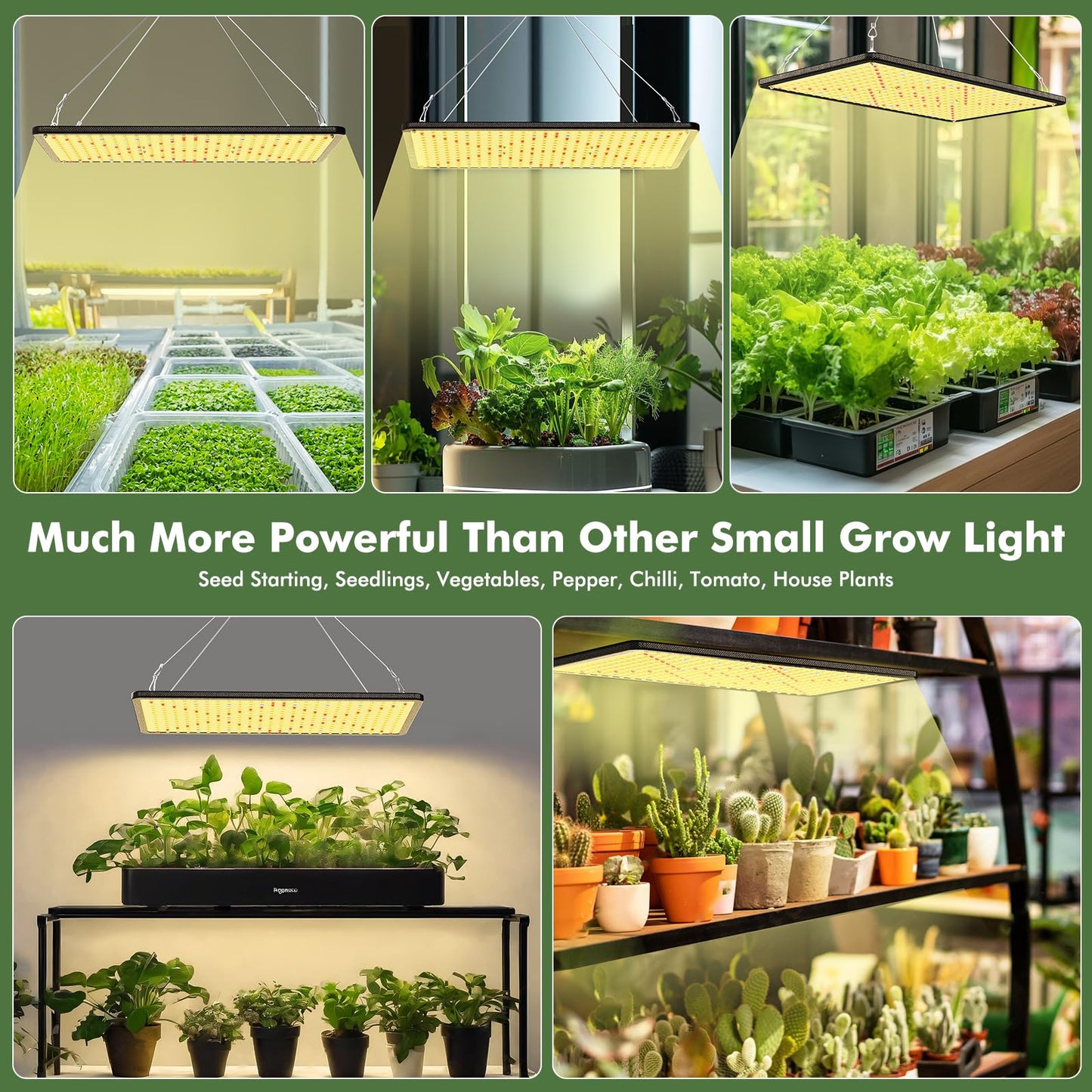 Full Spectrum LED Grow Light for Indoor Plants with UV&IR, Sunlight Simulating Plant Hanging Grow Light for Seedlings, Vegetables, Peppers (60W Actual Power)